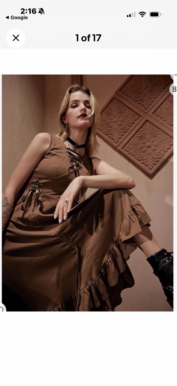 SCARLET DARKNESS BROWN Renaissance Sleeveless CORSET Dress Medieval Ruffle Small