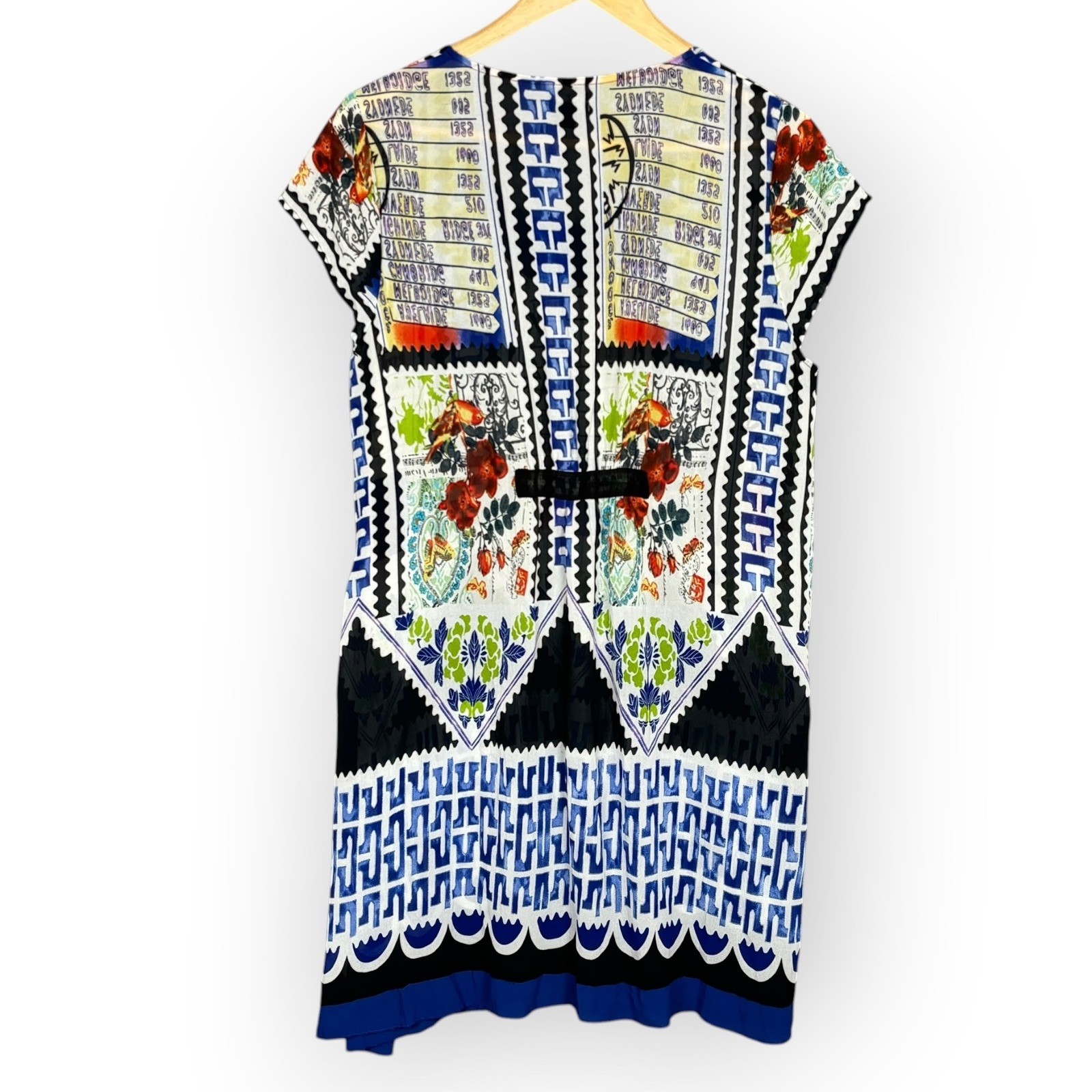 Threadz Australia Sheer Fringe Geometric Print Dress Womens L Tunic Artsy Boho