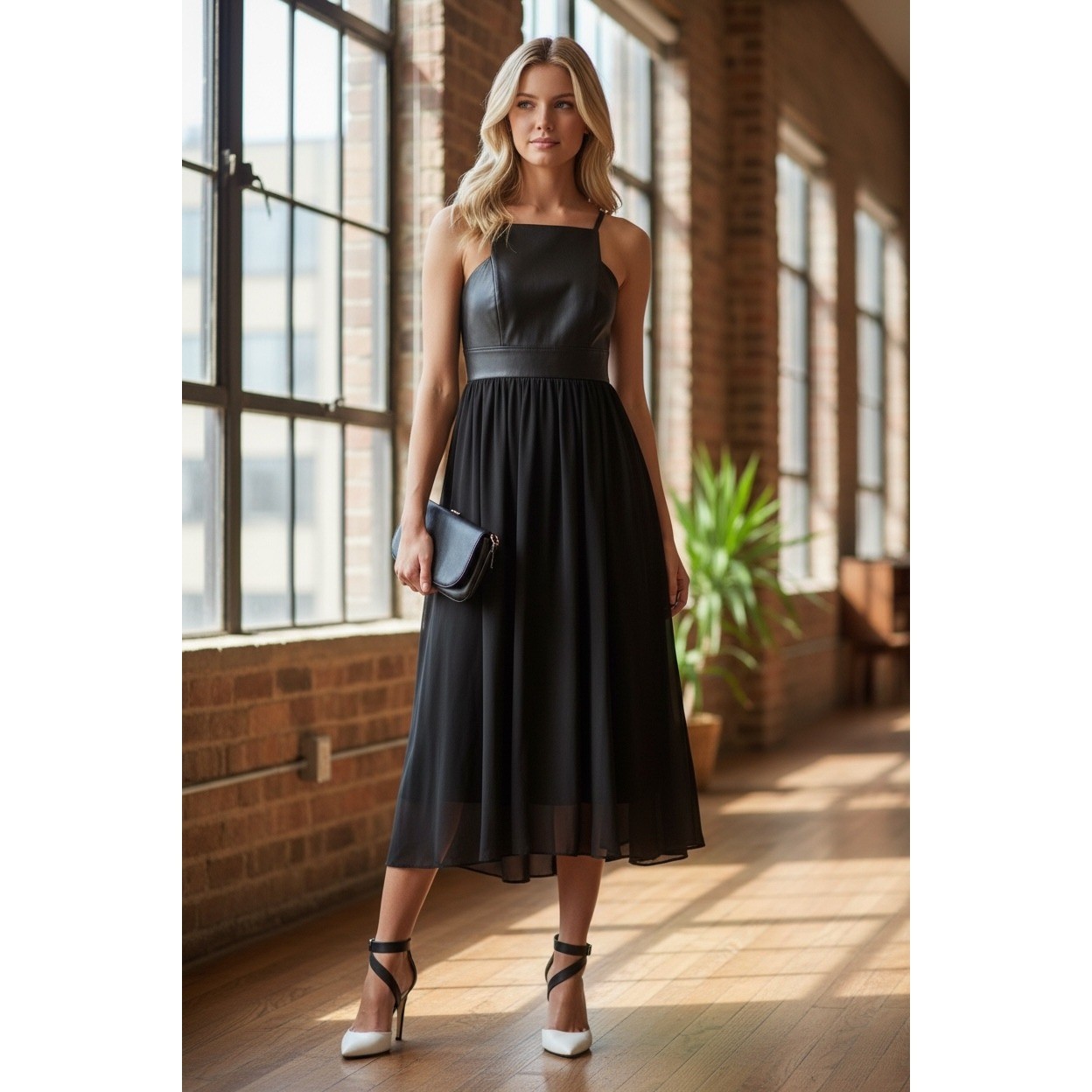 Banana Republic monogram lamb leather dress whimsigoth fairy black sz 6