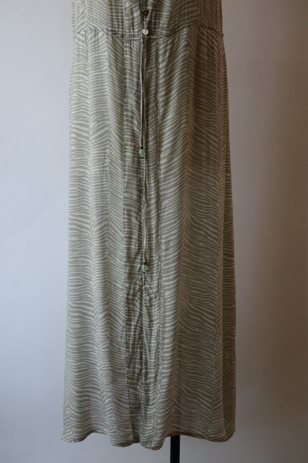 Pineapples Tan White Animal Print Buttoned Long Maxi Strappy Sundress Women M