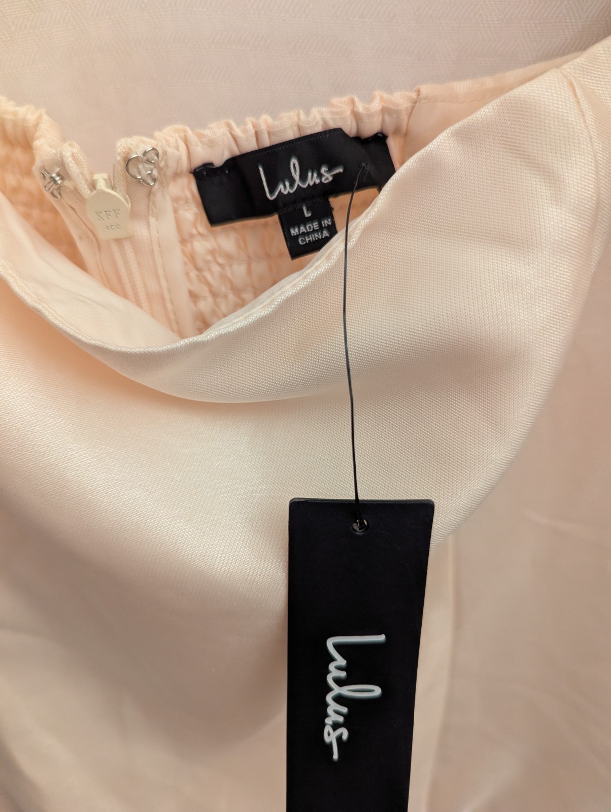 Lulus Women’s Size Large Charm Cream Taffeta Puffed Sleeve Midi Dress