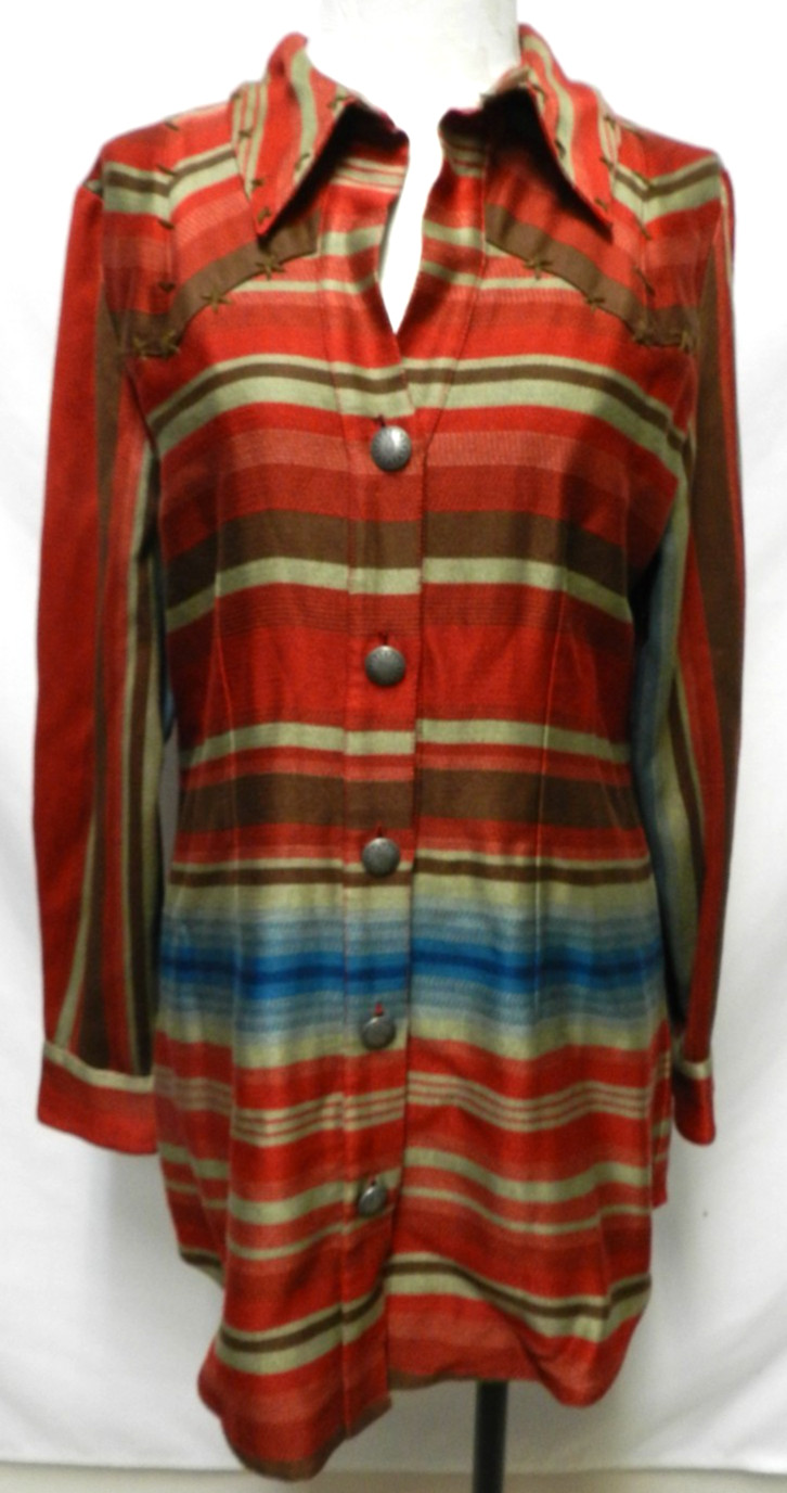 Roja Southwest blanket button Serape tunic top blouse Collar Size Sz Large Lg L