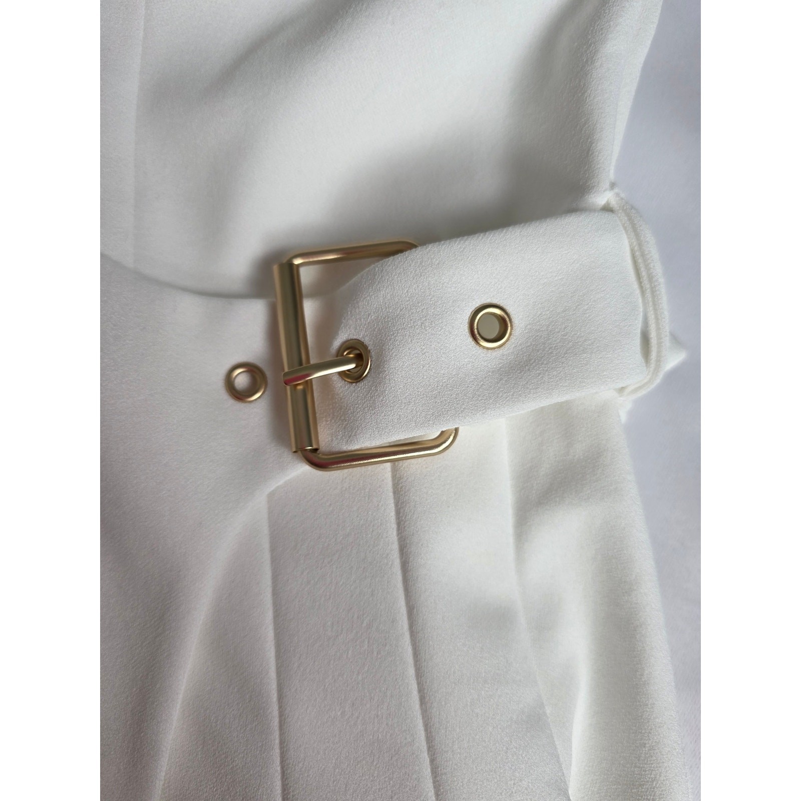 Calvin Klein White Belted Sheath Dress Size 6 Sleeveless RP $146 Elegant Blazer