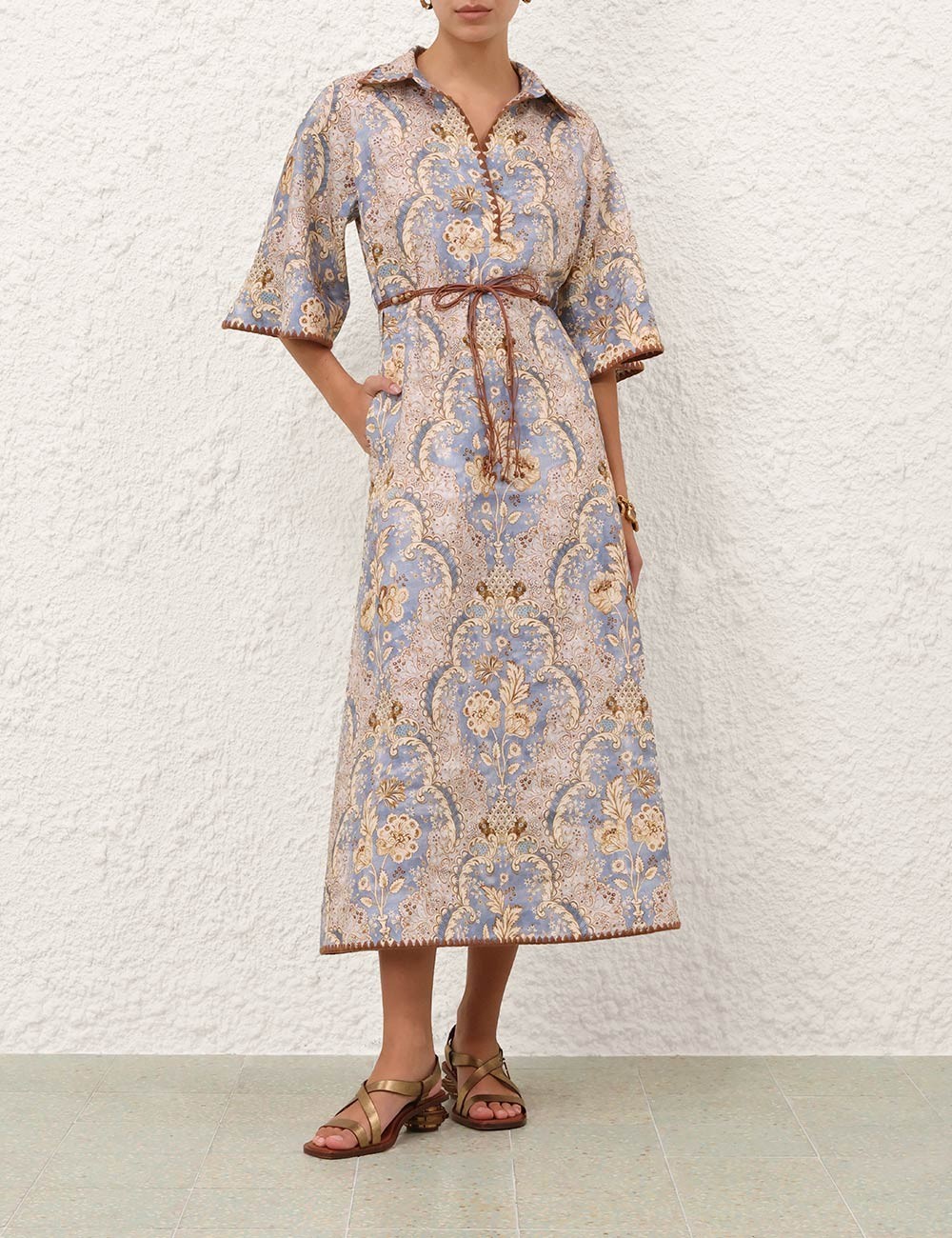 zimmermann Daylight Tunic Midi Damask Denim Dress, Size 8-12, BNWT