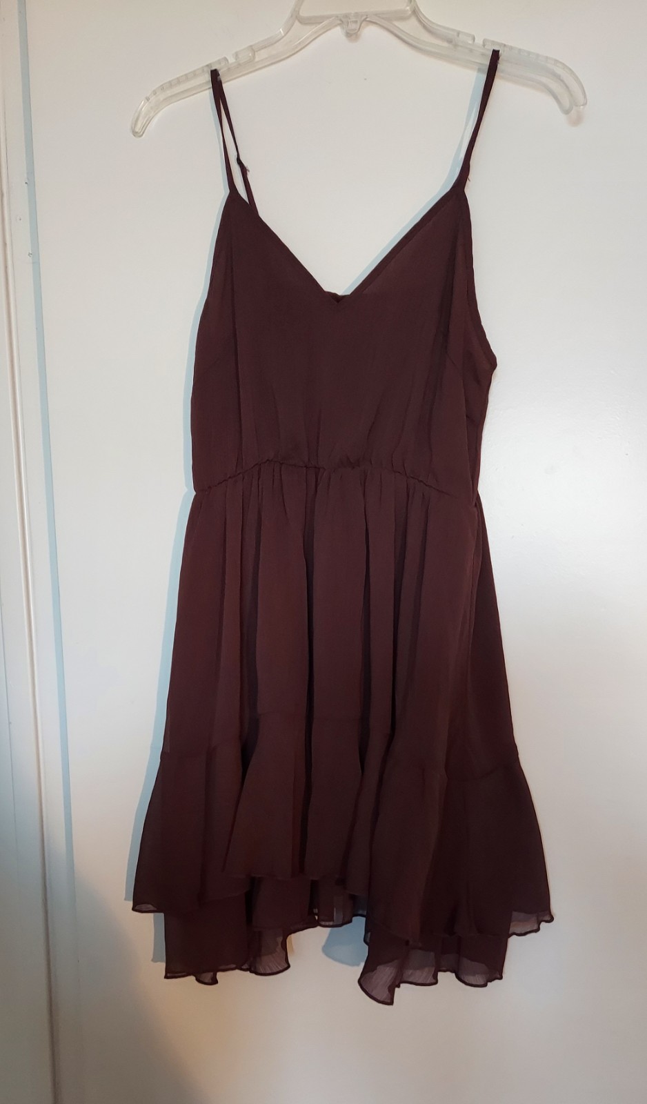 Commense M Brown Tiered Ruffle Chiffon Mini Dress With Ruffle Cape Top