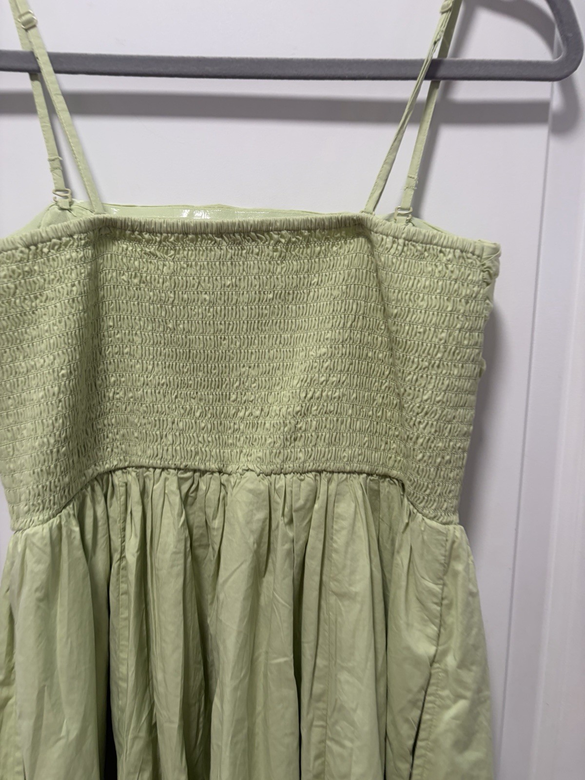 American Eagle NWT size Medium Light Green Ruched Cotton Poplin Midi Dress