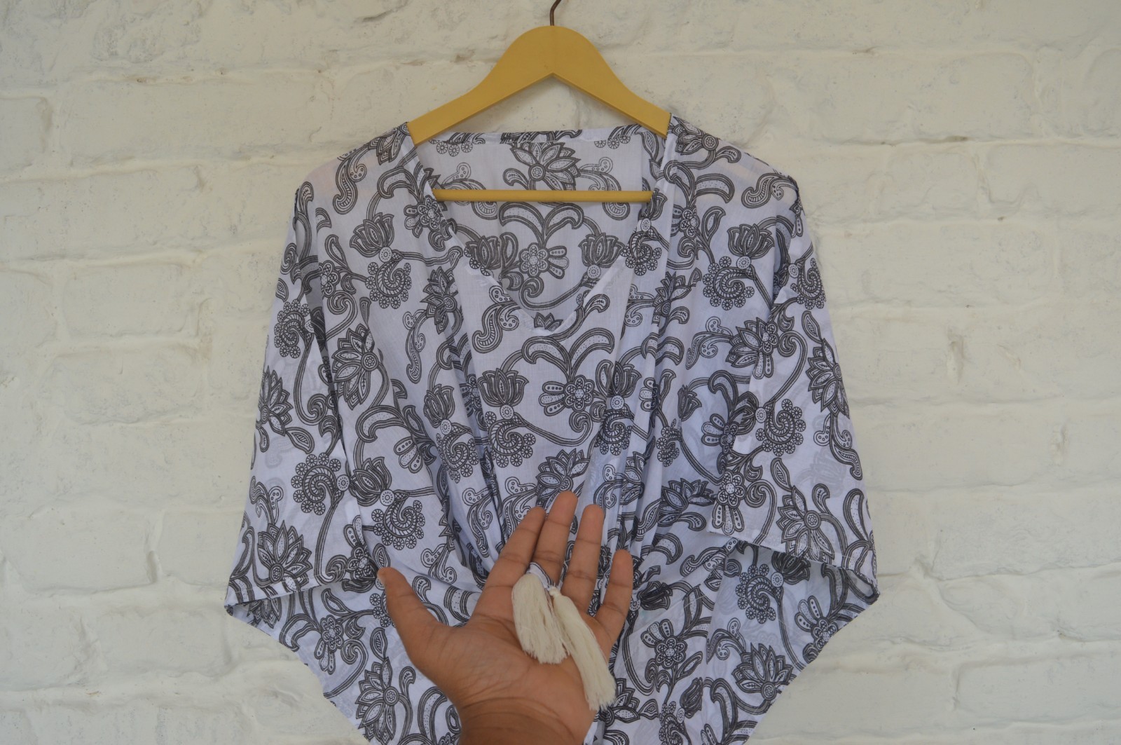 TARRIF FREE✅0%CHARGE 100%Cotton Hand Printed Long Kaftan Dress 52 Inches KF-40