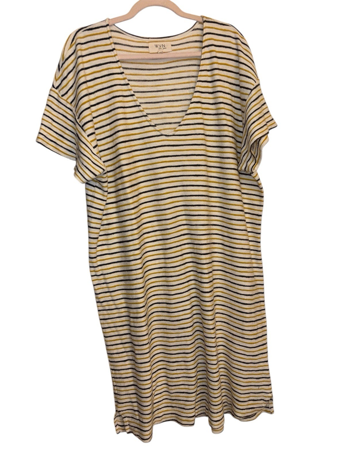 WVN For You Organic Cotton Pullover Dress X-Large Womens Shirt Sleeve Striped
