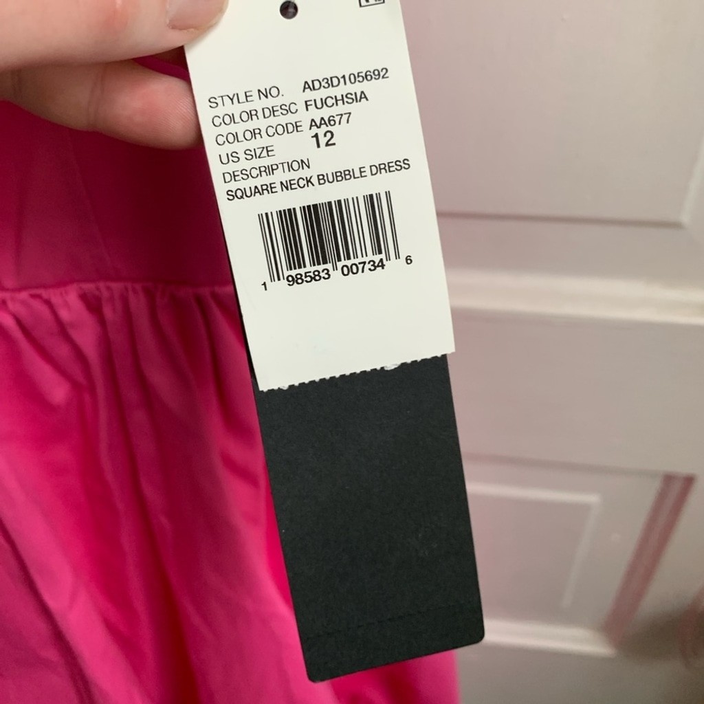 NWT Adrianna Papell Square Neck Bubble Hem Dress Pink/Fuchsia Size 12
