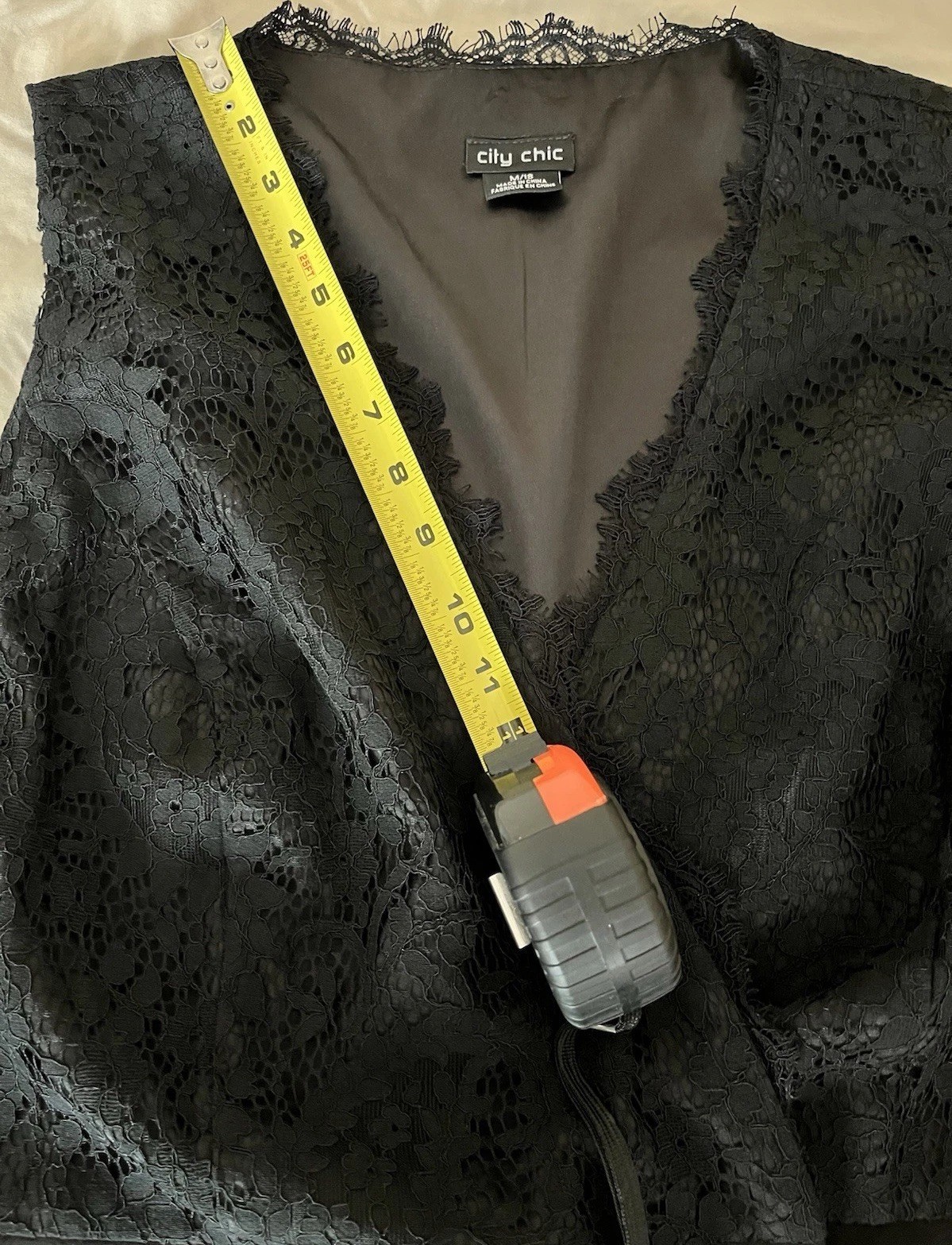 City Chic Button Up Double-Breasted Lace Blazer Dress Sz M 18 Black Sleeveless