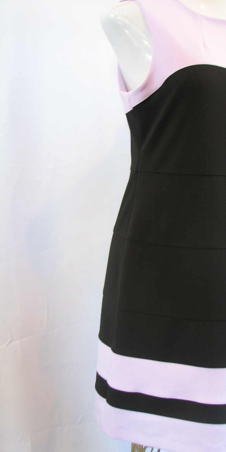 Shift Sheath Dress Tommy Hilfiger Color Block Scuba Crepe Lavender Black 8