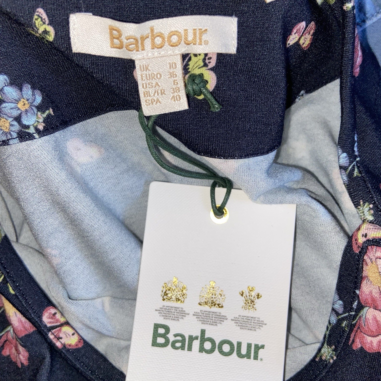 Barbour Dress Womens Size 6 USA Marlowe Floral Navy Preppy Coastal Butterfly