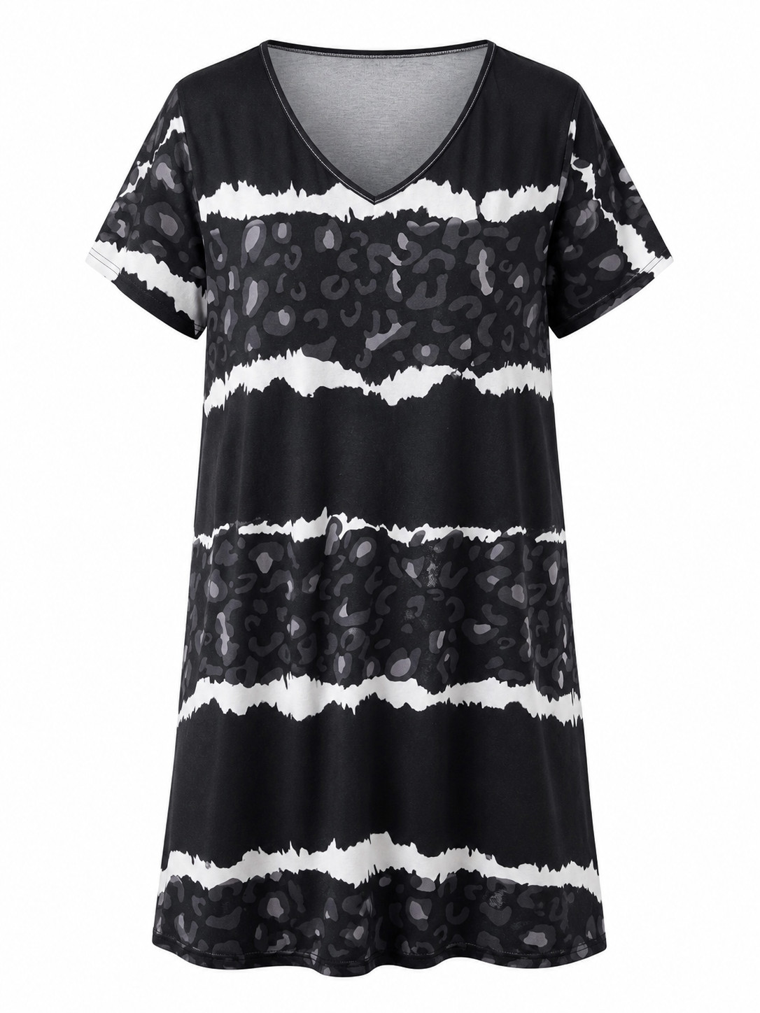 Shein Curve Women’s Dress Size 4XL (22-24) Black Patterned Short Sleeve Used