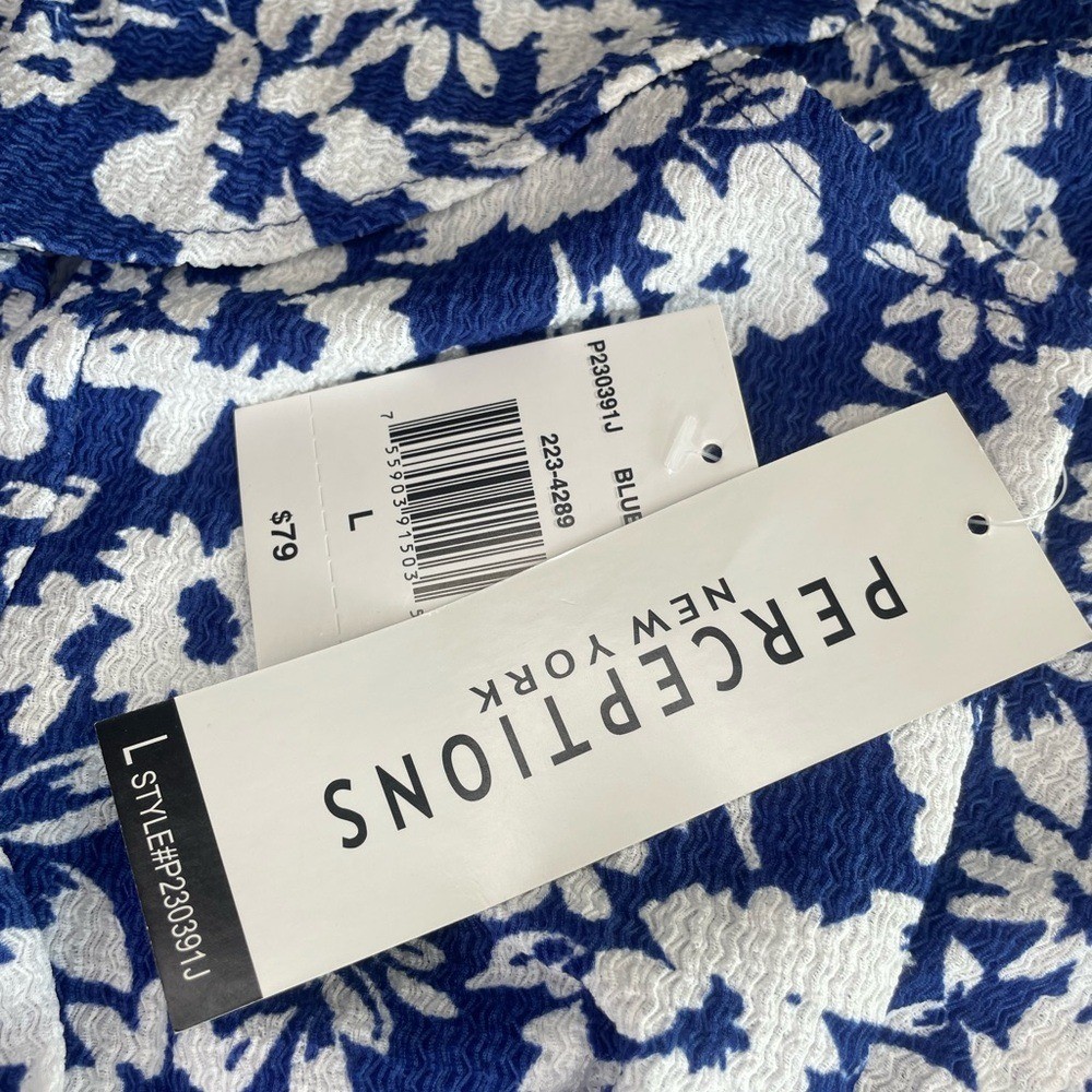 Perceptions Blue and White Floral Midi Dress