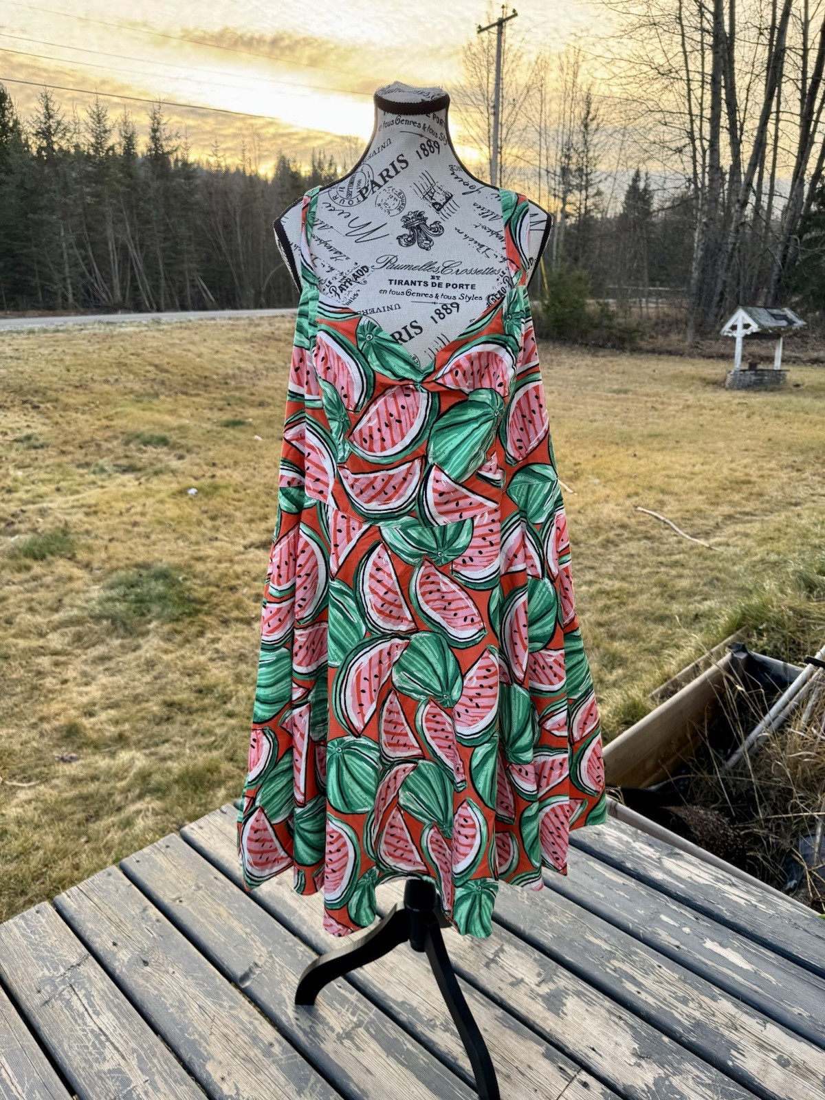 Hell Bunny Pin Up Dress Mini Watermelon Patterned Pockets 50’s Retro