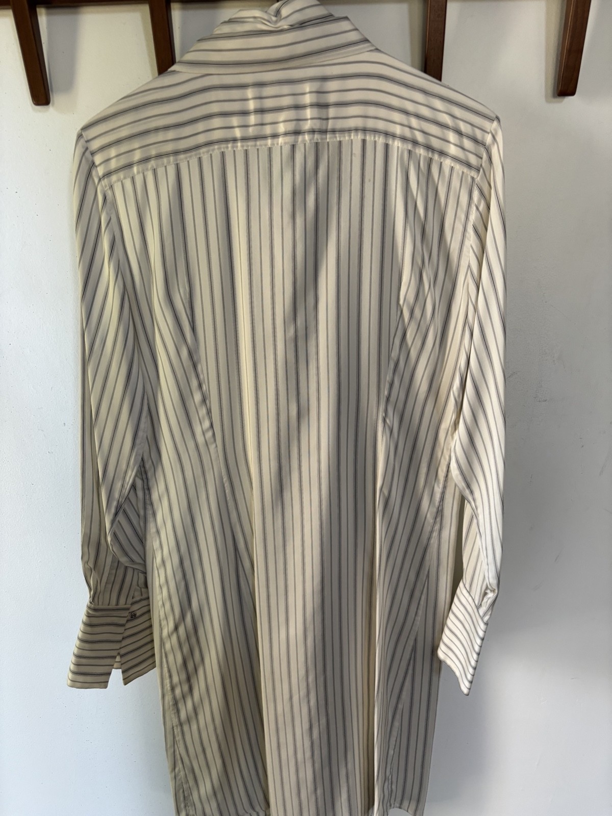 Maison Margiela grey Striped Midi Silk Shirt Dress Sz 1 xs OVERSIZED ITALY