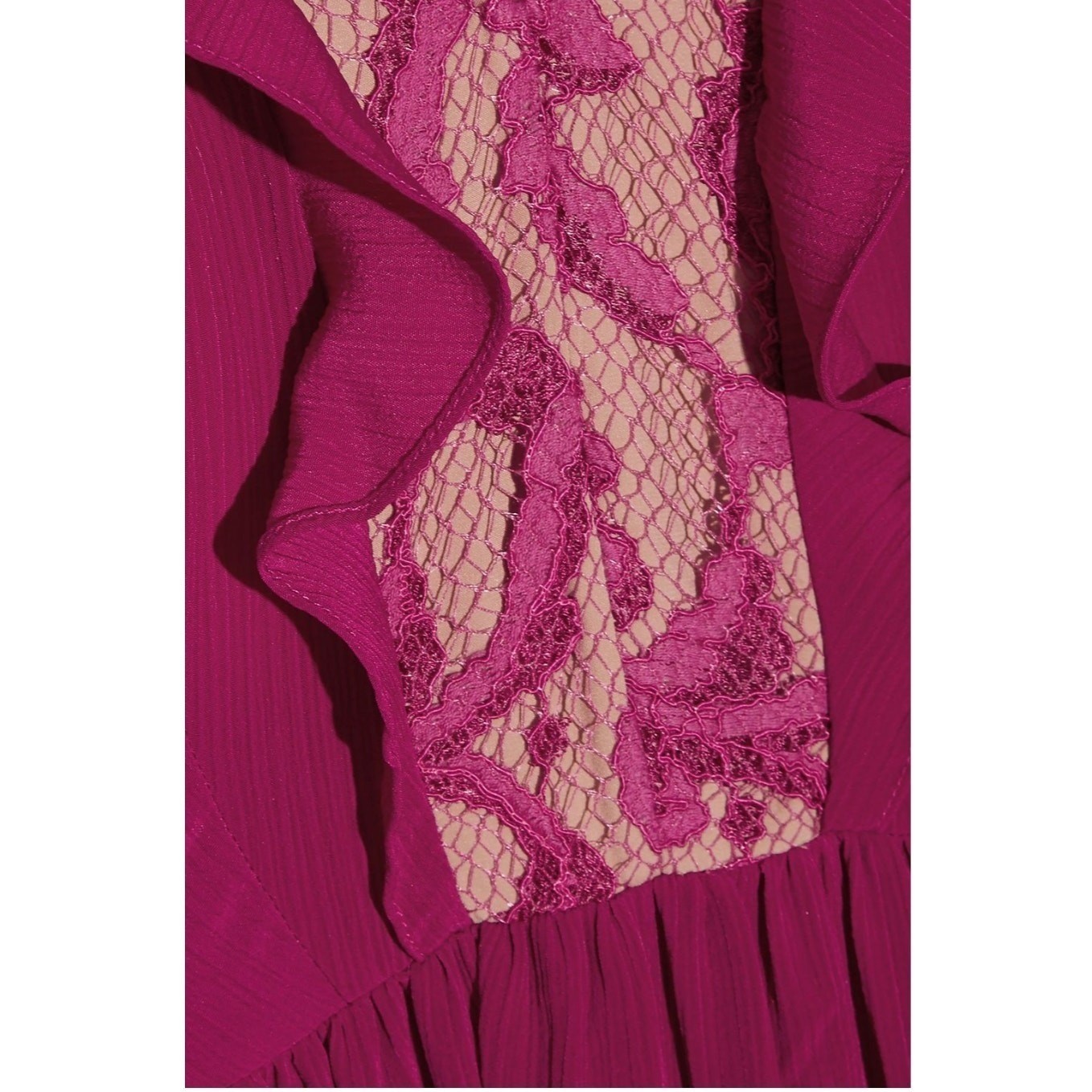 SALONI Suzi Berry Crinkle Crepe Lace Maxi Dress Size 6 NWT