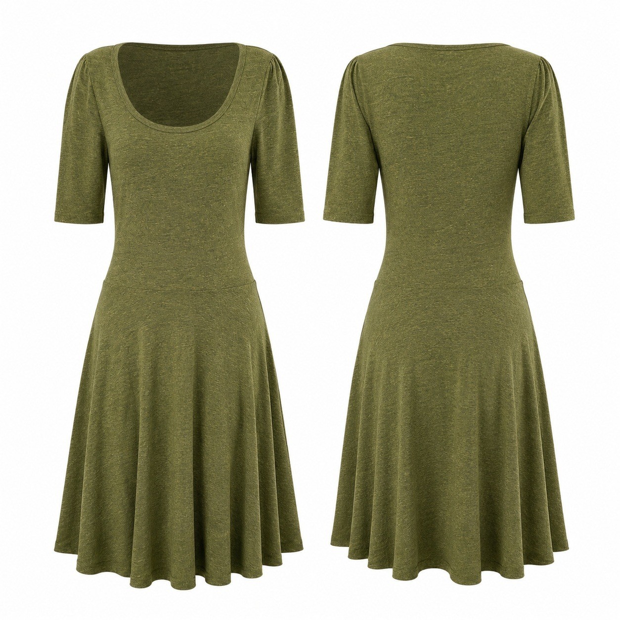 LuLaRoe Nicole Dress Womens Small Olive Green Good Heathered Scoop Neck Circle