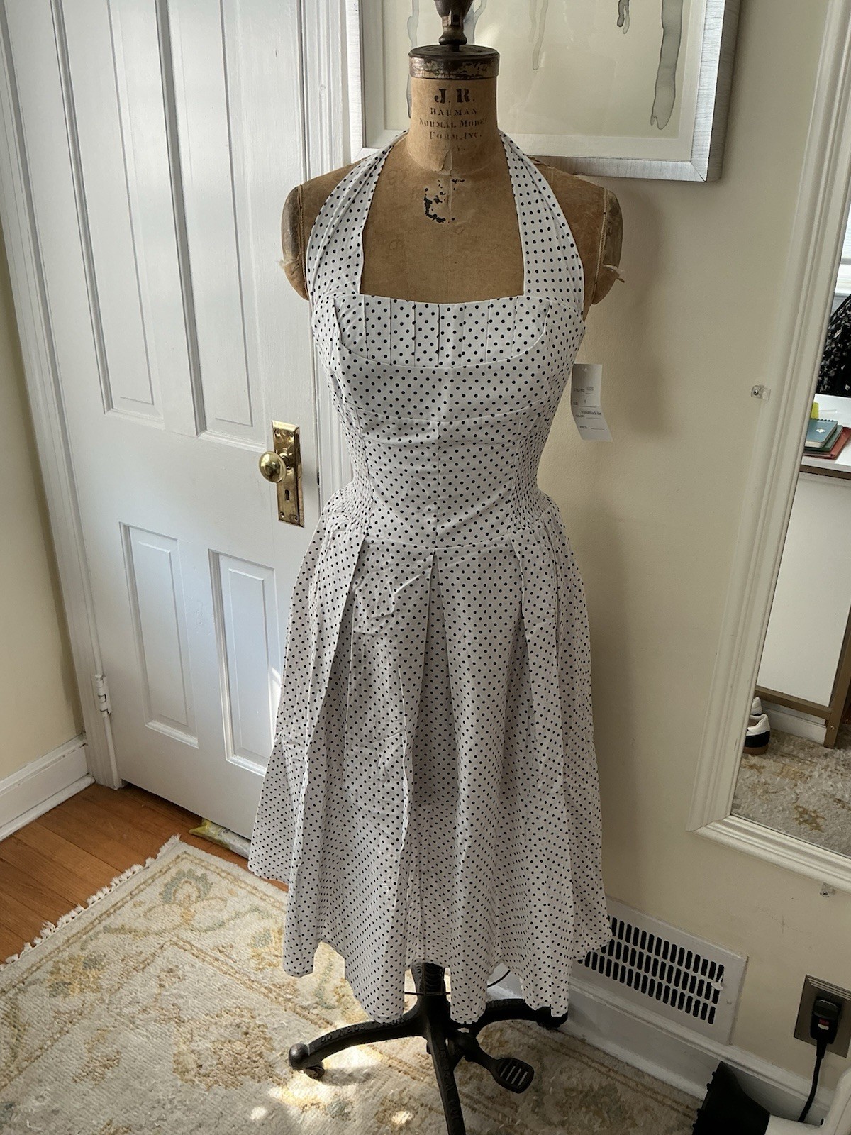 NWT Women’s Polka-dot Halter Dress Retro Style Size Small