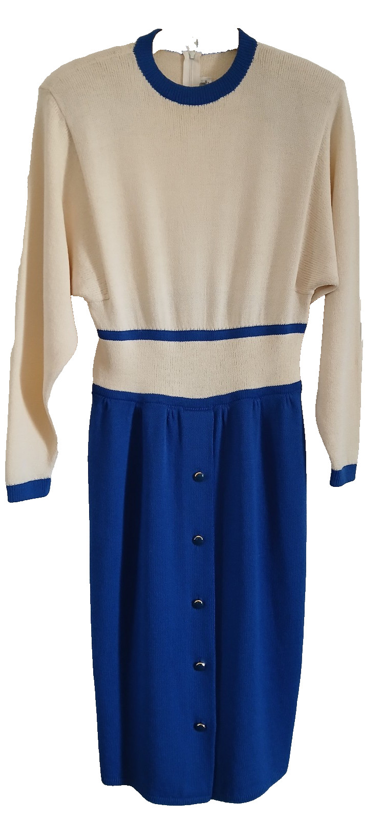 New Without Tags St.John Dress / Size 12 / Two Tone / Avory Color & Royal Blue