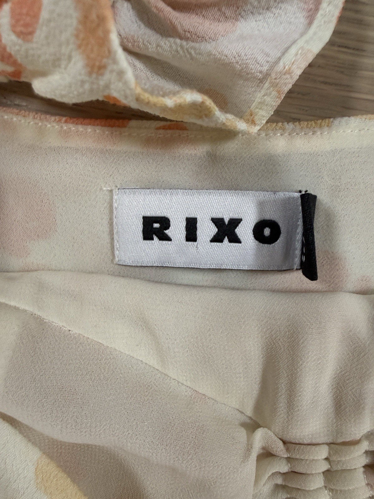 RIXO White Abstract Square Neck Ruffle Strap Sleeveless Midi Sundress S