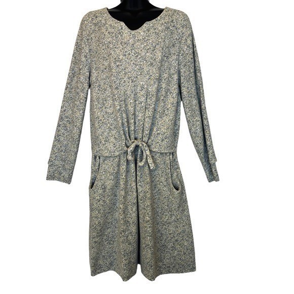 Soft Surroundings Gray Marled Tie Waist Long Sleeve Dress Quiet Luxury Capsule S