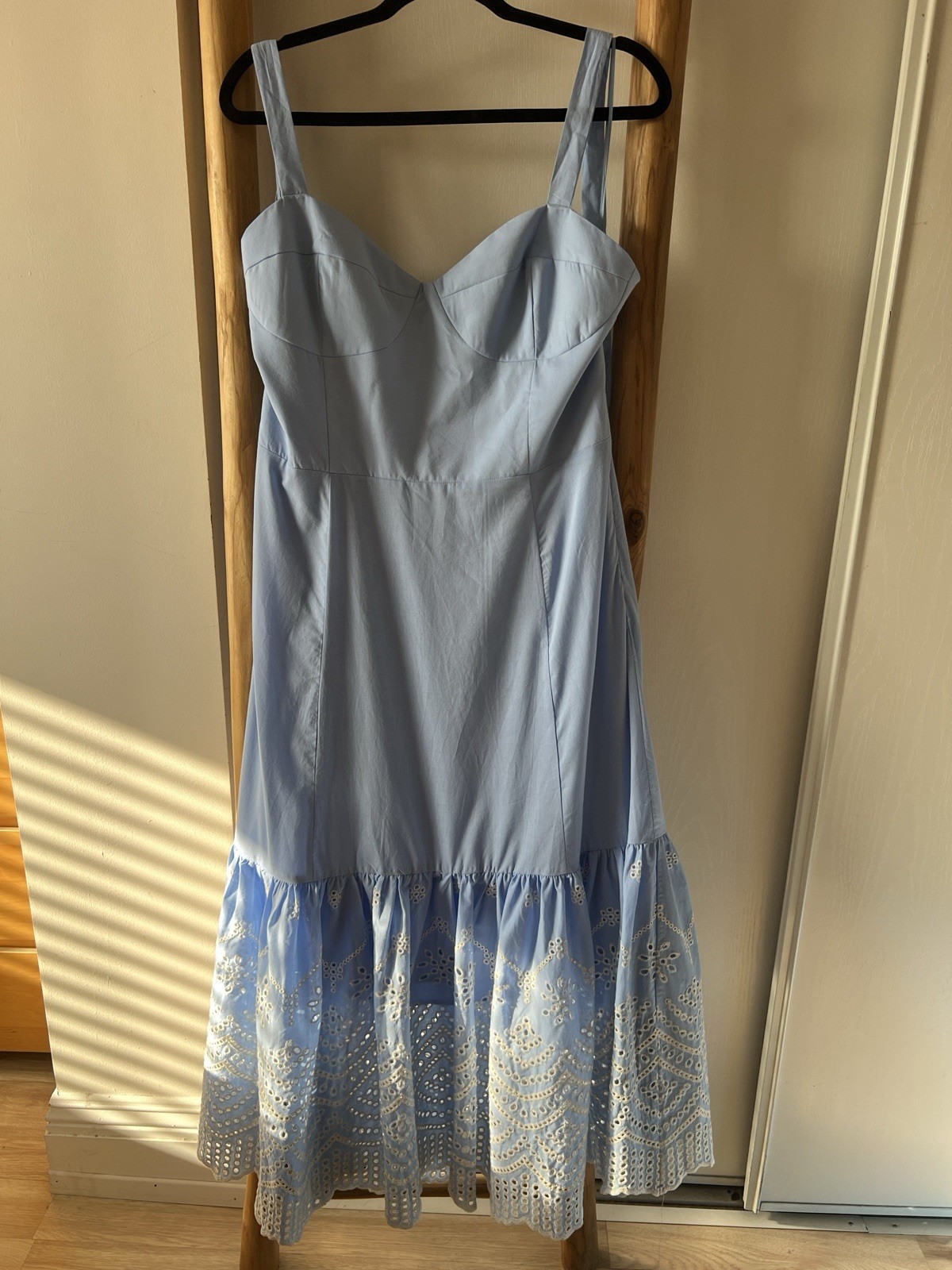 Steve Madden Womens Blue/White Sweetheart Sleeveless Strappy Midi Dress XL