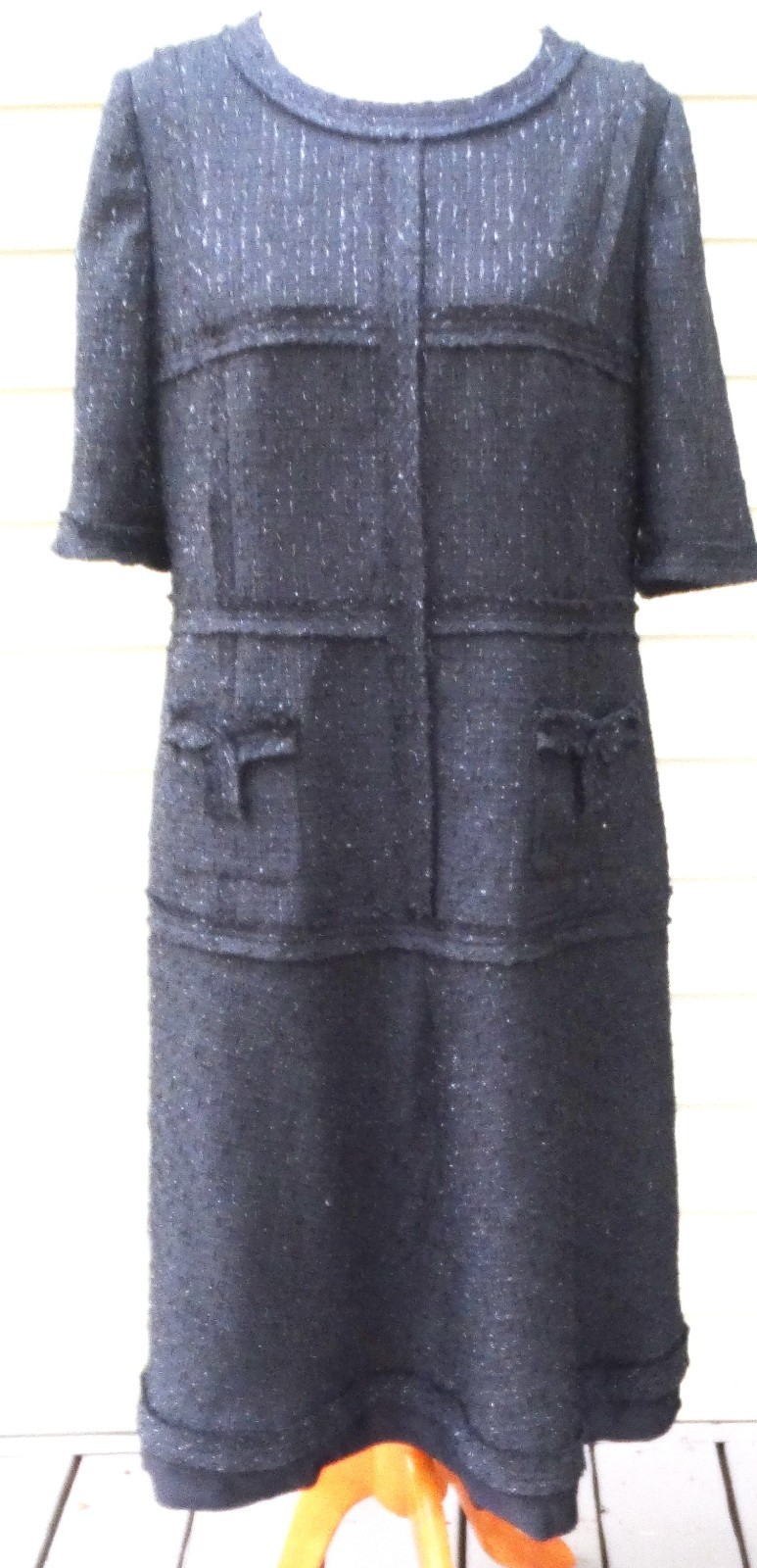 Designer Teri Jon by Rickie Freeman Metallic Tweed Geo Stripe Dress Size 16/XL