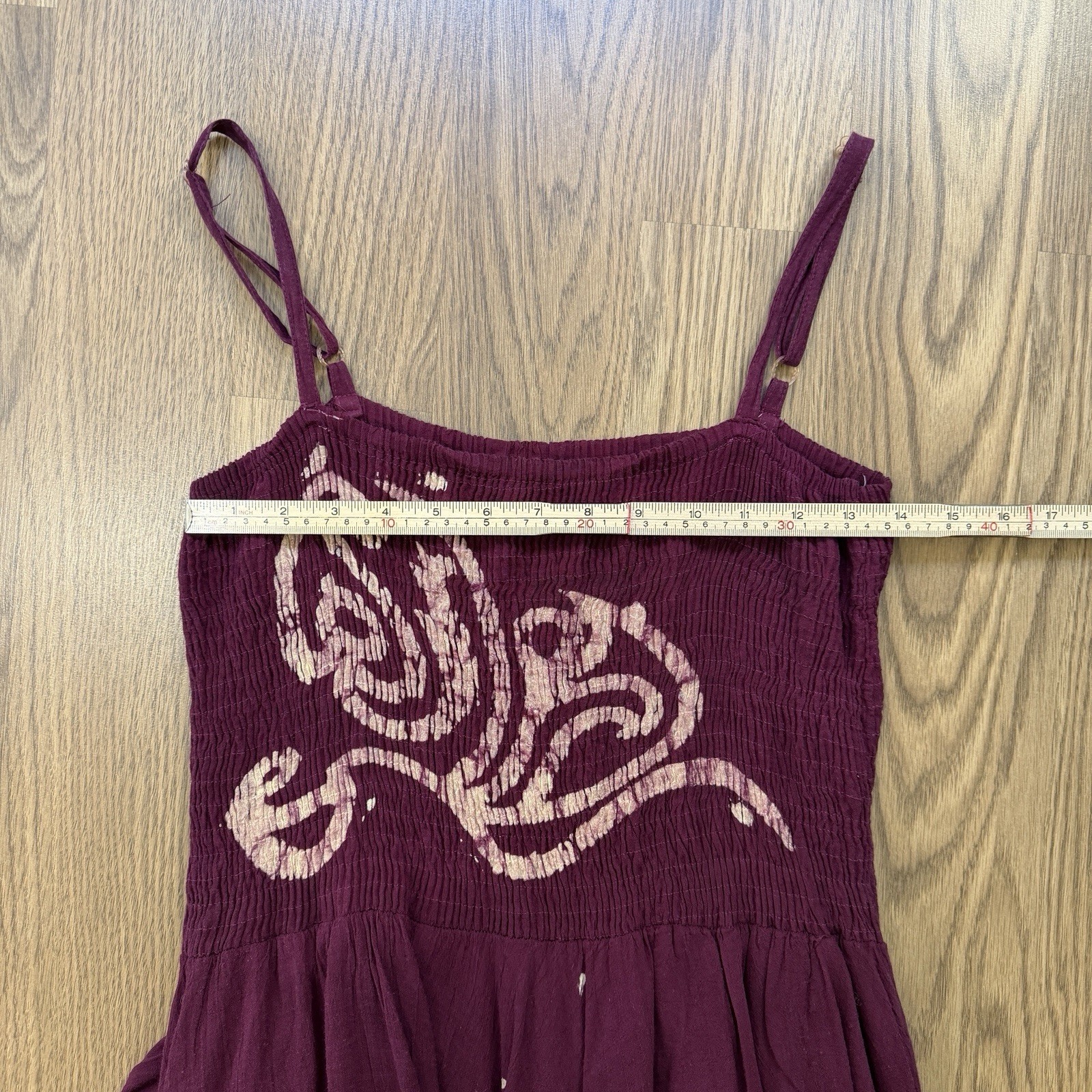 Advance Apparels Dress Womens One Size Burgundy Smocked Tiered Artsy Festival