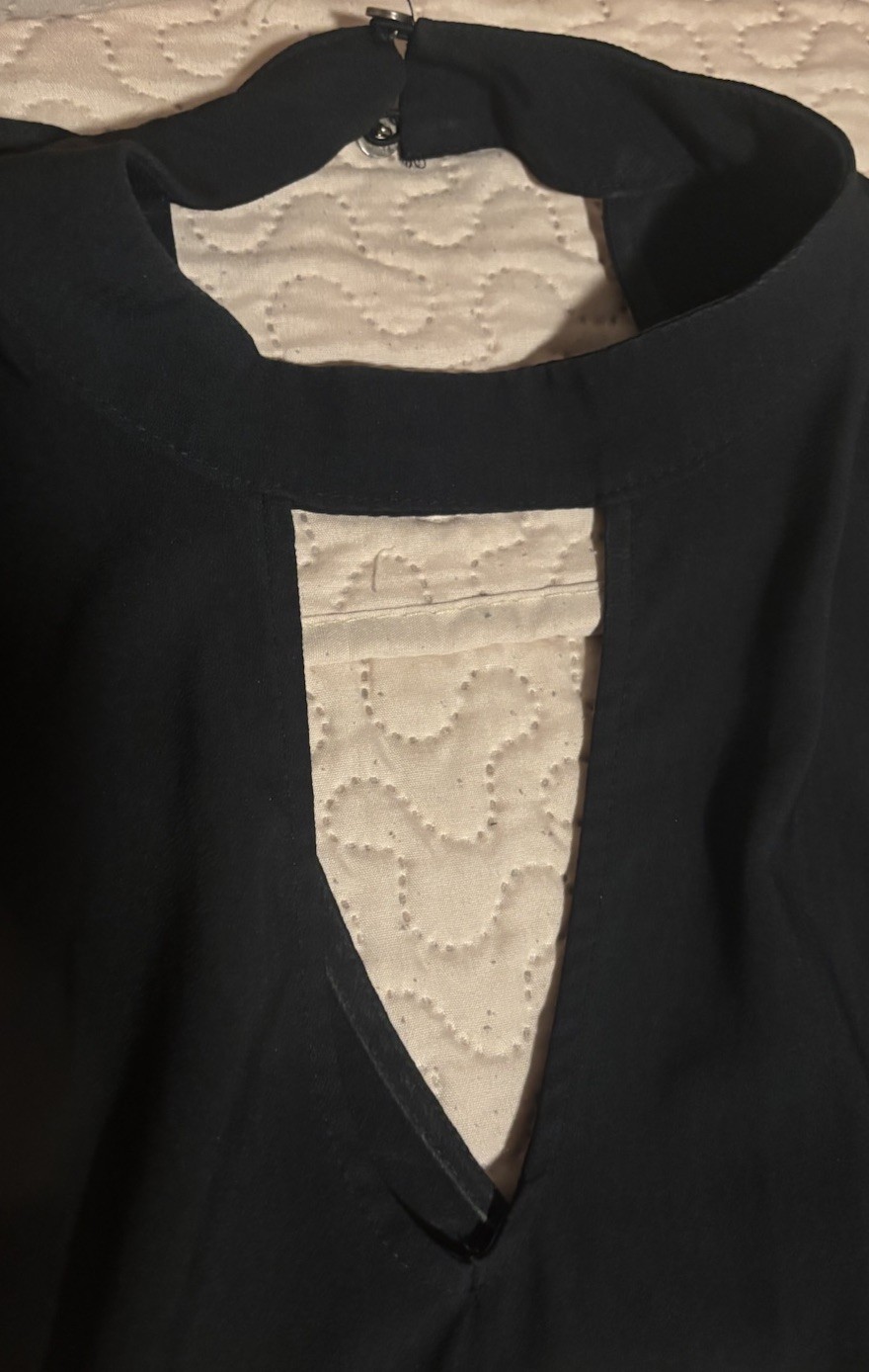 xhilaration XL Black Soft Silky Peek A Boo Top Thirty Seven 37 Inches Long Neck