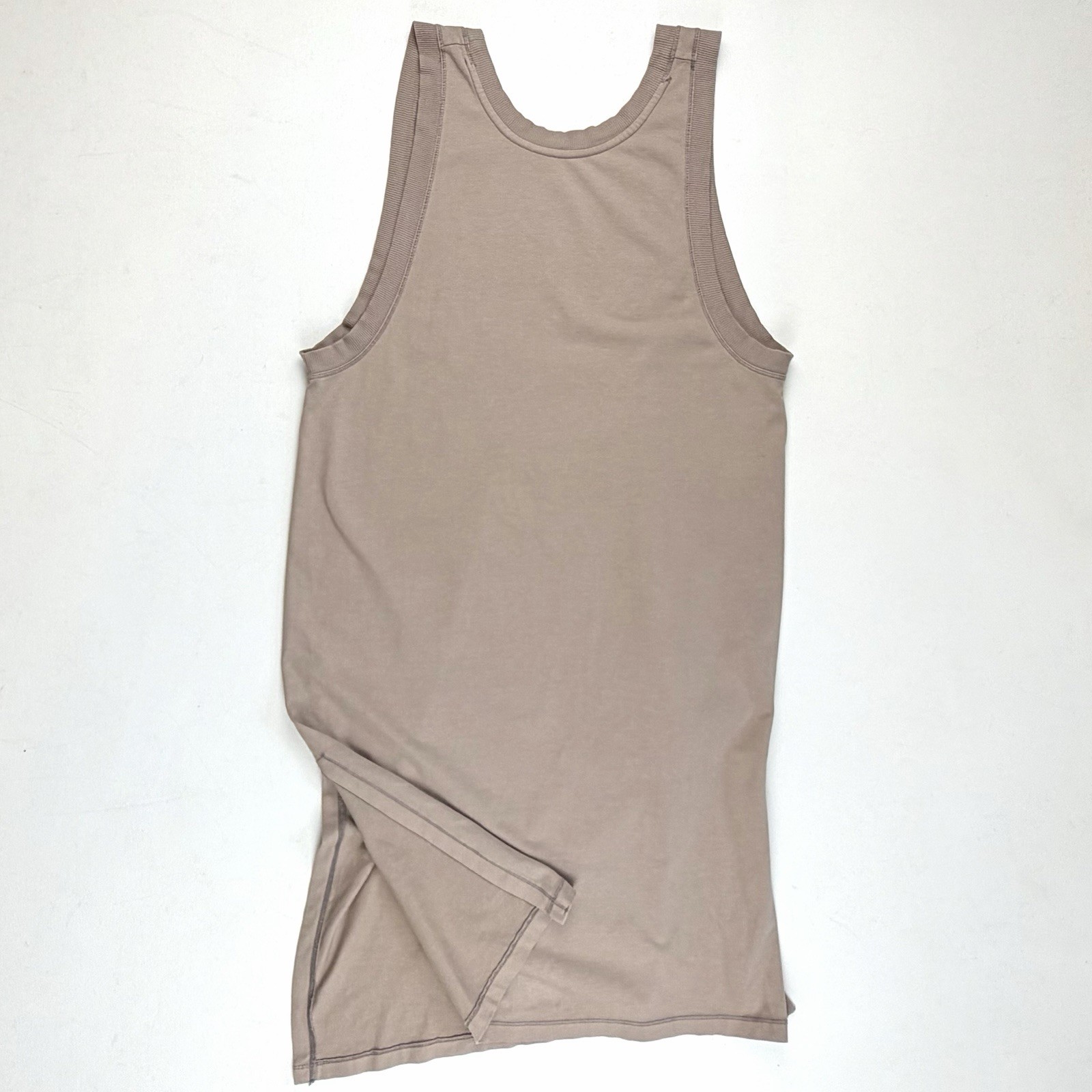 FP Movement Tank Dress Womens S Taupe Brown Solid Sleeveless Mini Zip Pocket New