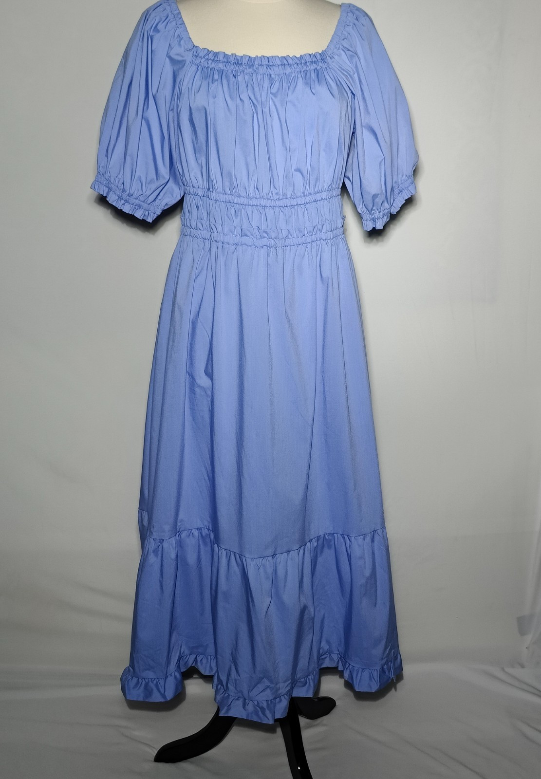 Indigo Rose Periwinkle Blue Smocked Cottagecore Tiered Midi Prairie Dress XL