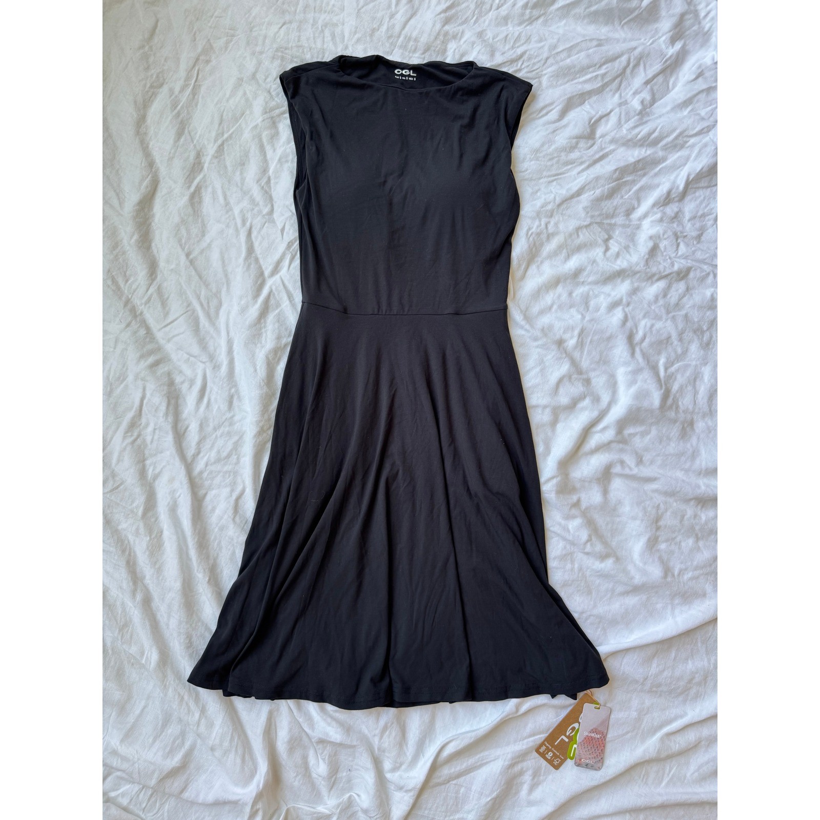 OGL Move SkinKiss Black Sleeveless Fit and Flare Dress Size Small NWT