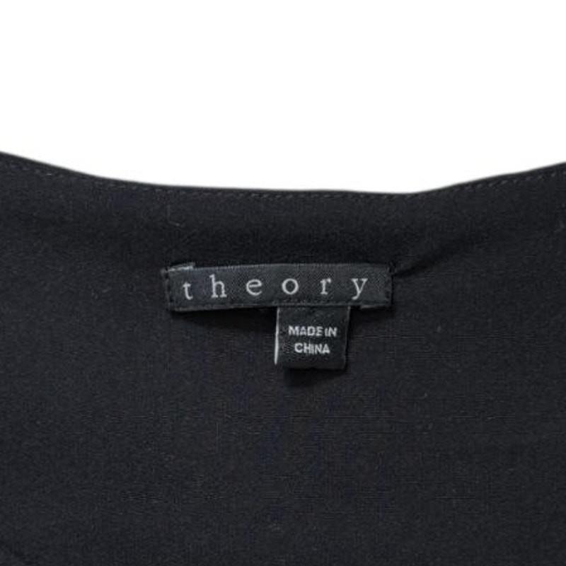 Theory Black Polyester Side Zip Sleeveless Shift Casual Work Mini Dress | Size M
