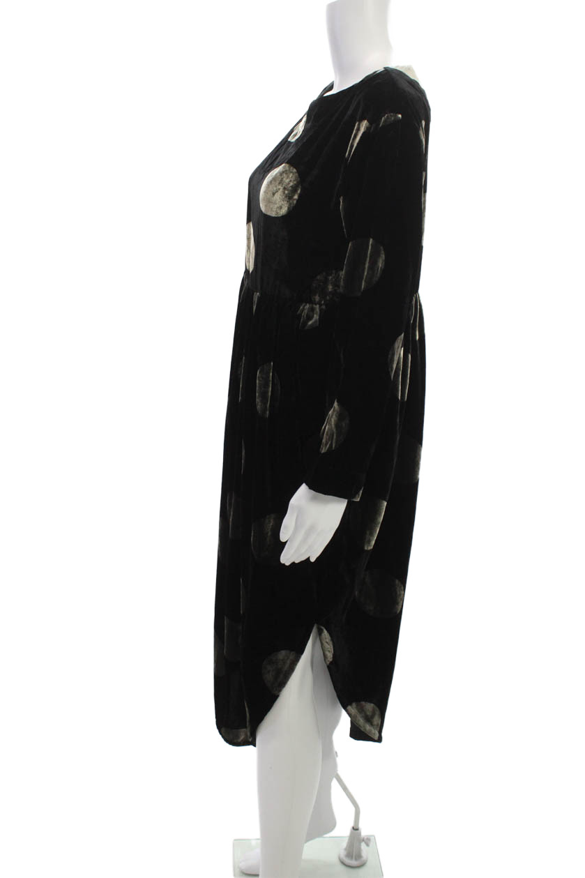 Bitte Kai Rand Women Shift Dress Black Polka Dot Viscose Long Sleeve Size XS