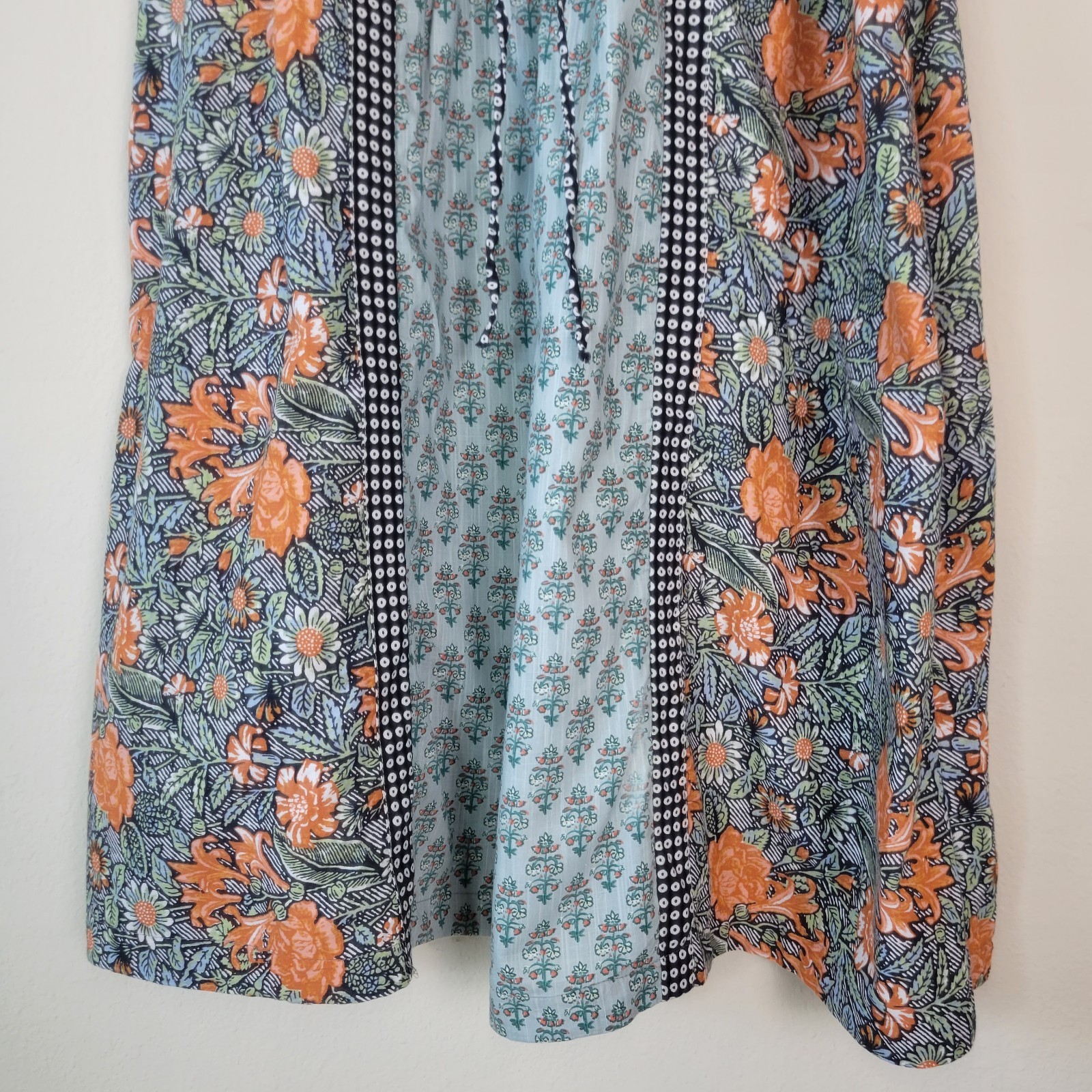 Anthropologie Sz M Astrid Tunic V Neck Floral Printed Lace Flutter Sleeve Dress