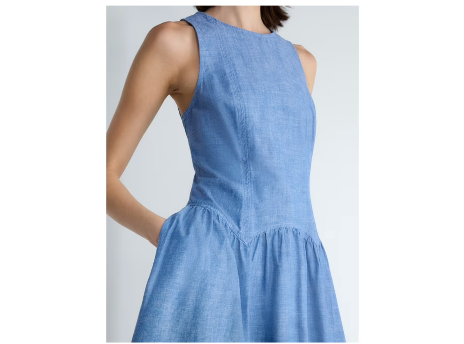 NWT Free Assembly Chambray Denim Dress Cottagecore USA Soft Garden Chic