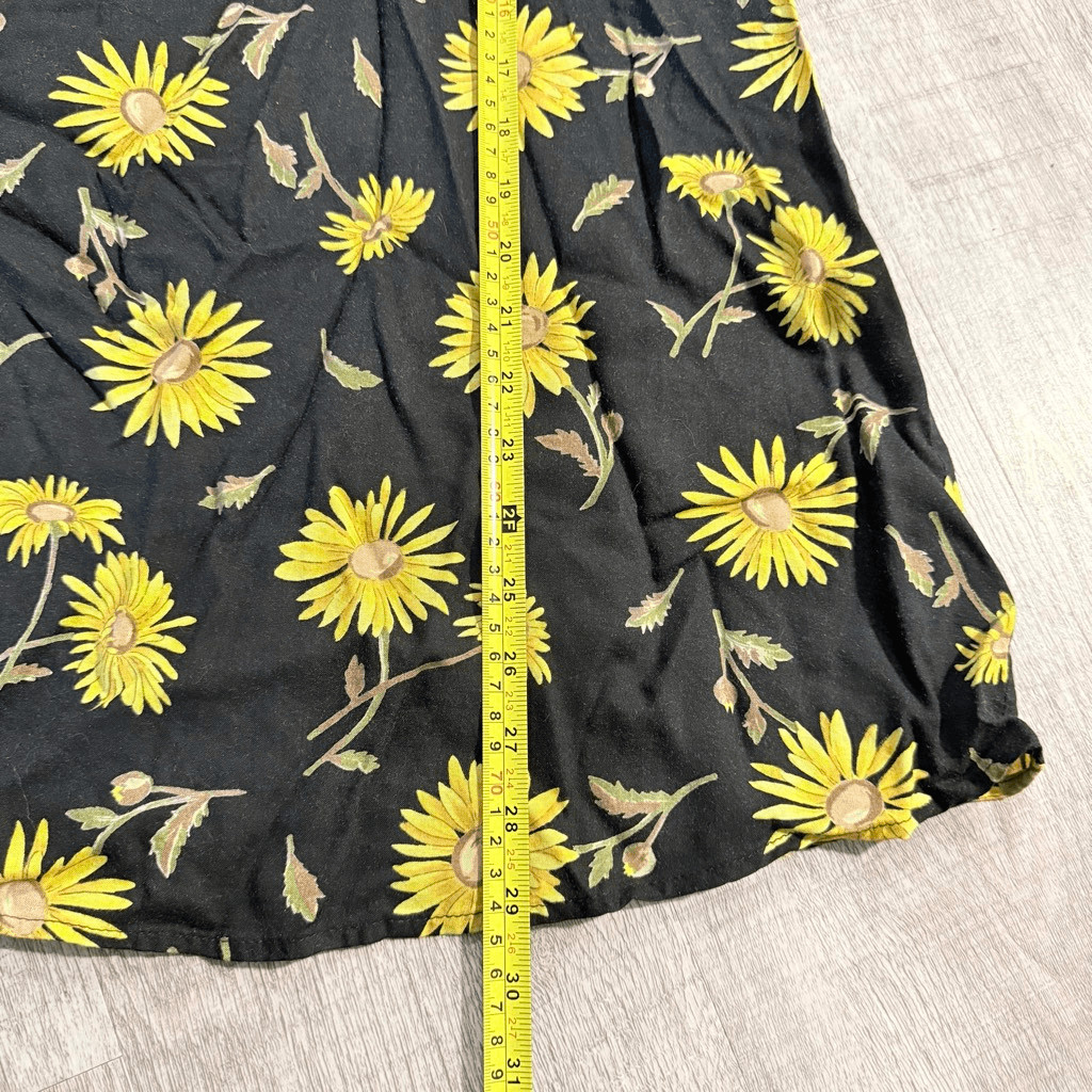 Anxiety Black Daisy Sunflower Daisy Floral Mini Dress Small VTG Y2K 90s