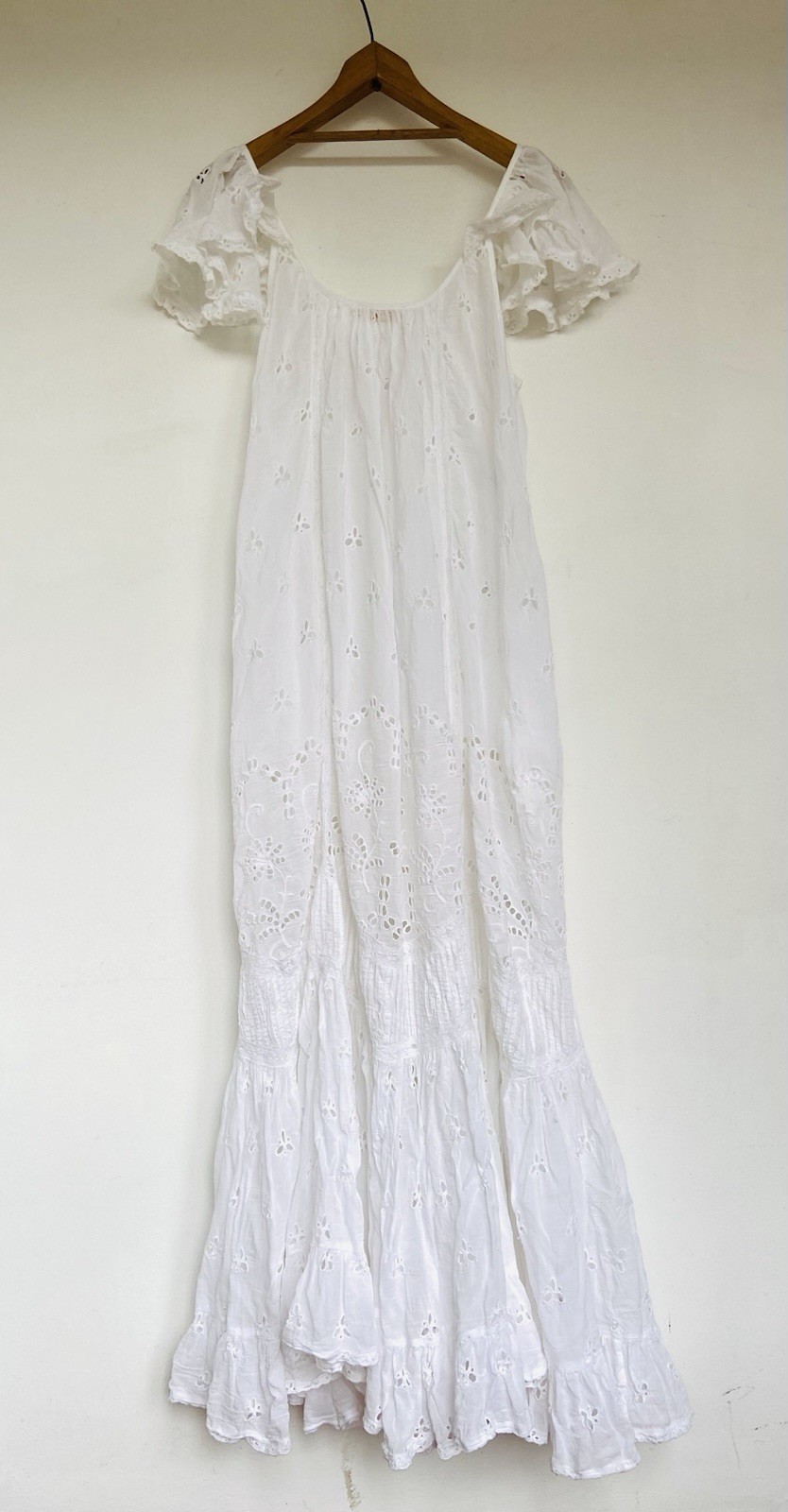 ByTIMO Broderie Anglaise White Cotton /viscose Maxi Dress Ladies SZ S 8 – 10