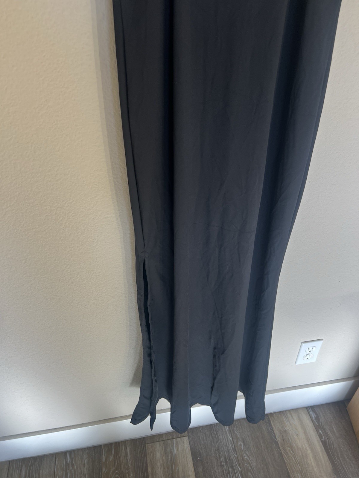 NWT Popilush Shapewear Lace V Neck Side Slit Slimming Maxi Slip Dress black L