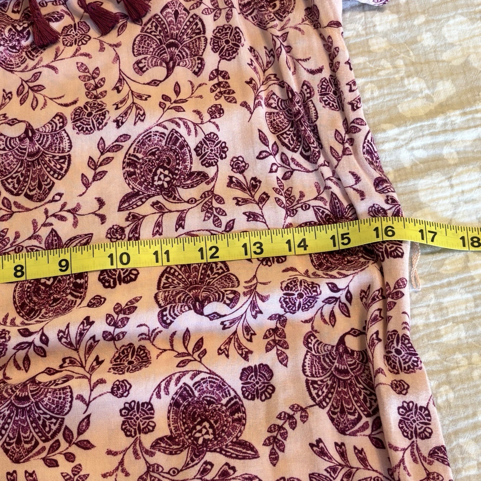 Boho Fringe Maxi S Oriental Print Beach Coastal Vacation Whimsical/Missing Belt