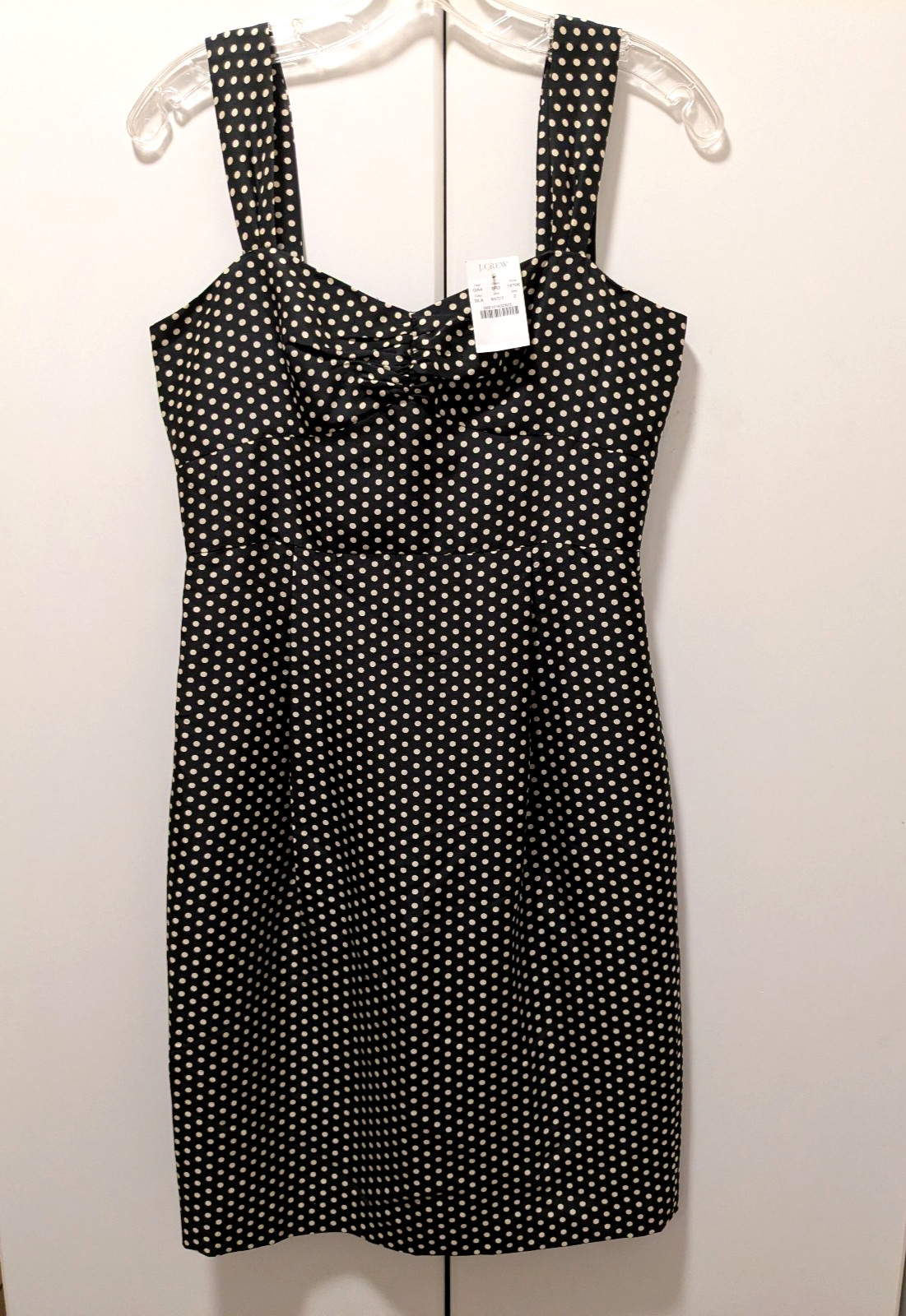 J CREW 100% SILK POLKA DOT DRESS NEW NWT BLACK WHITE 2 BEAUTIFUL
