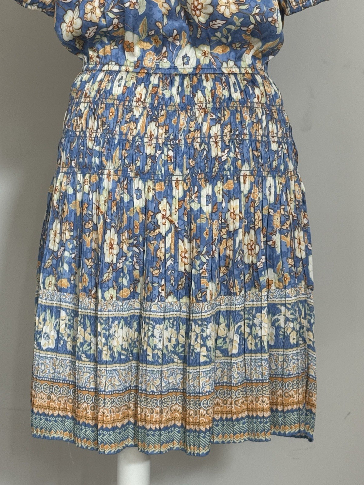 Current Air Womens Fit & Flare Dress Blue Floral Short Sleeve Size S