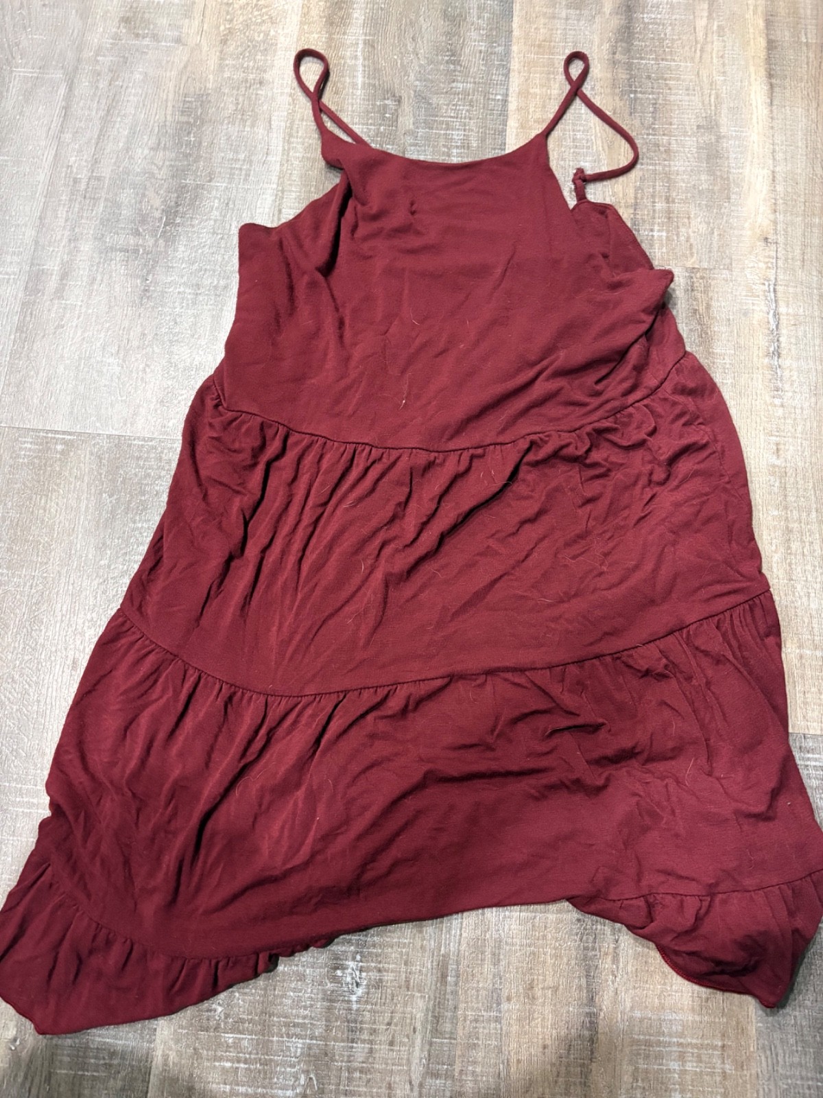 Alya Women’s Burgundy Tiered Babydoll Cami Tank Top Size Small Made in USA