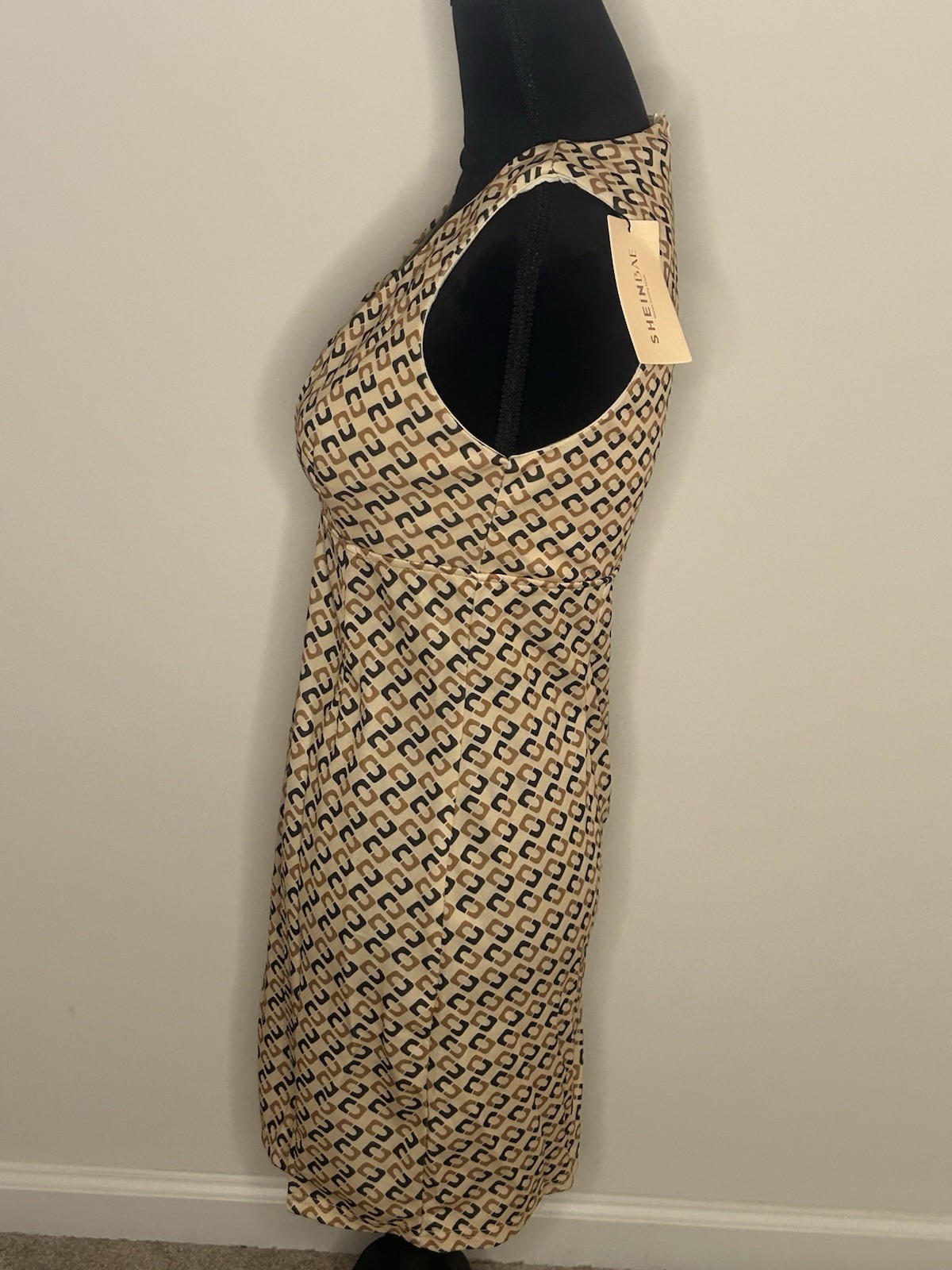 SHEINDALE Geometric V-Neck Sleeveless Sheath Knee Length Dress M EU 38 US 6