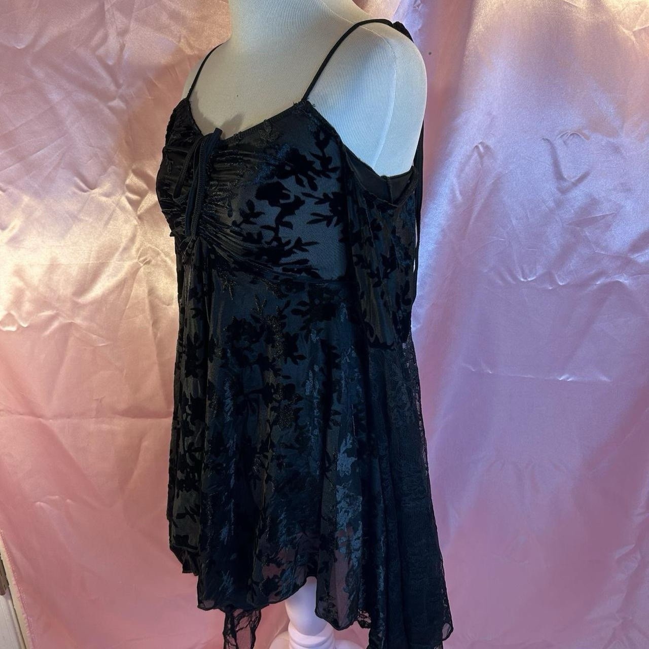 Dollskill Current Mood F Is For Fairies Floral Mesh Black Velvet Lace Dress XXS
