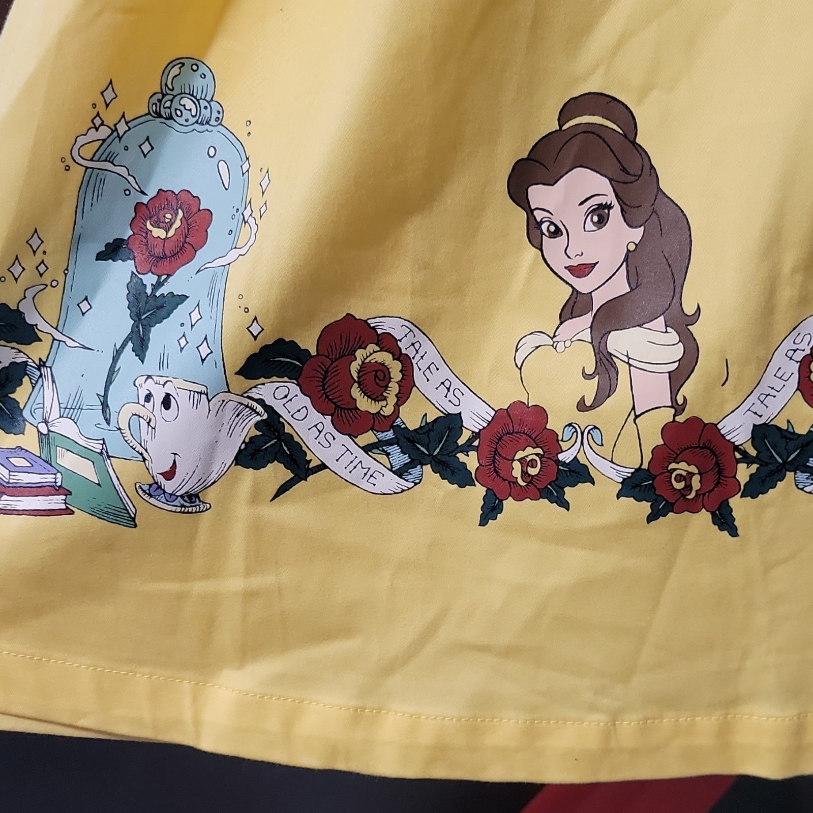 Disney Her Universe Belle Yellow/White Collared Sleeveless A-Line Dress S/M