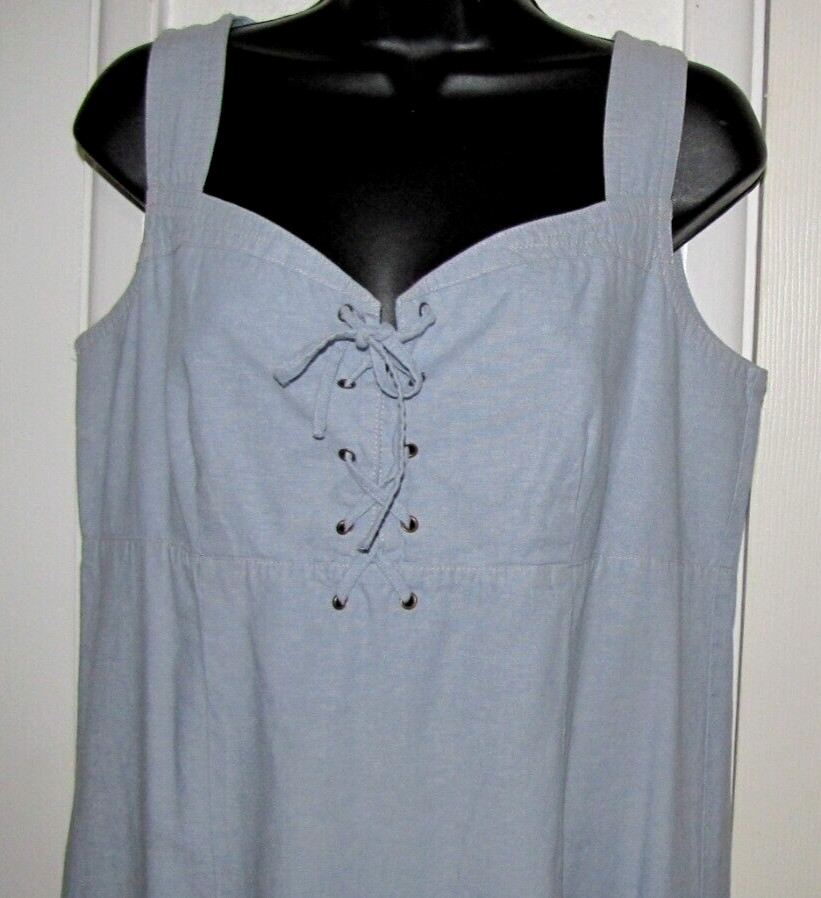 MetroStyle dress Women’s cotton sleeveless midi empire A-line Heather blue 12/14