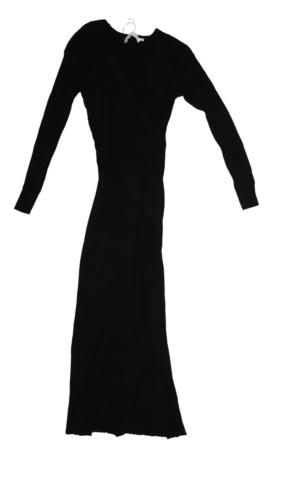 ASTR The Label Dress Womens Small Black Ribbed Knit Wrap Bodycon Sweater Maxi
