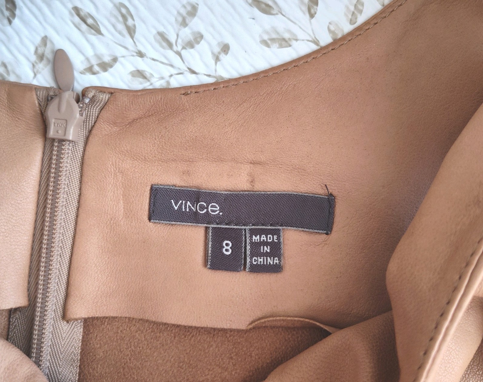 Vince Camel Leather Mini Shift Dress 8